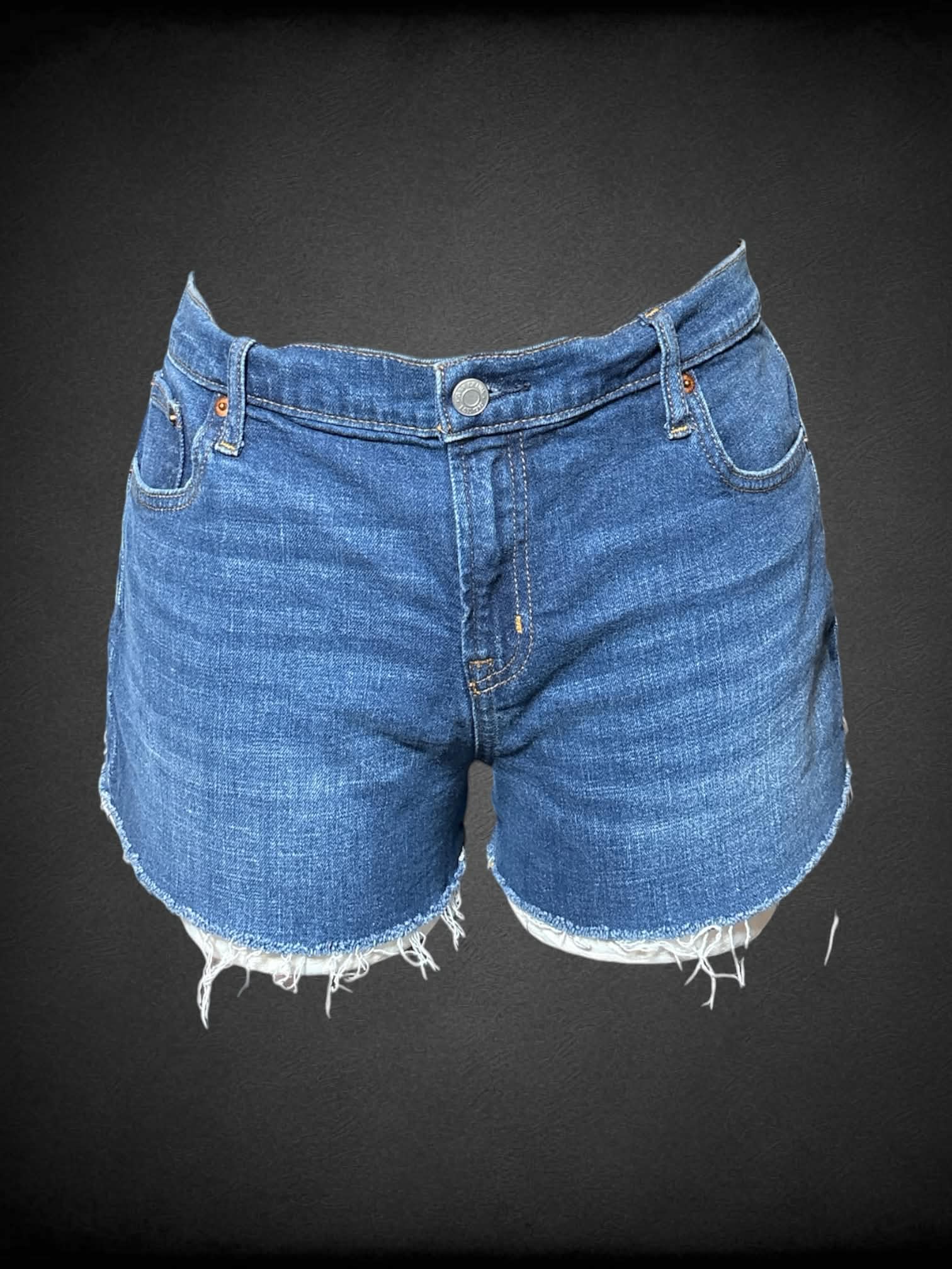 XL Gap blue denim shorts with frayed hem