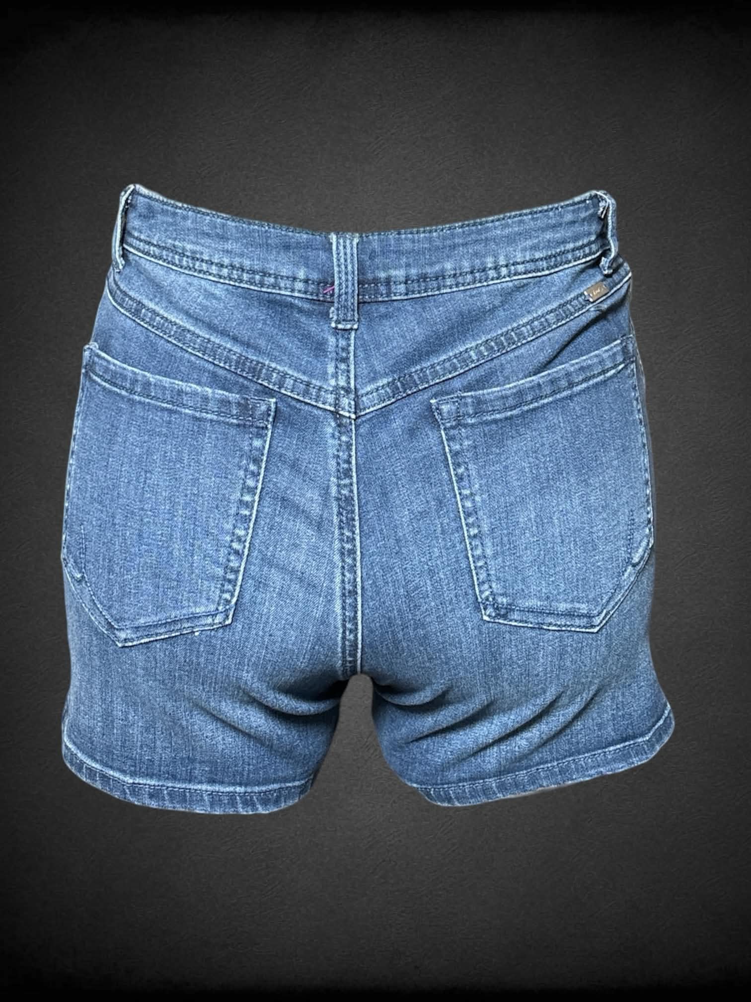 XL Inc Denim blue denim shorts with embroidered ornamental design on front