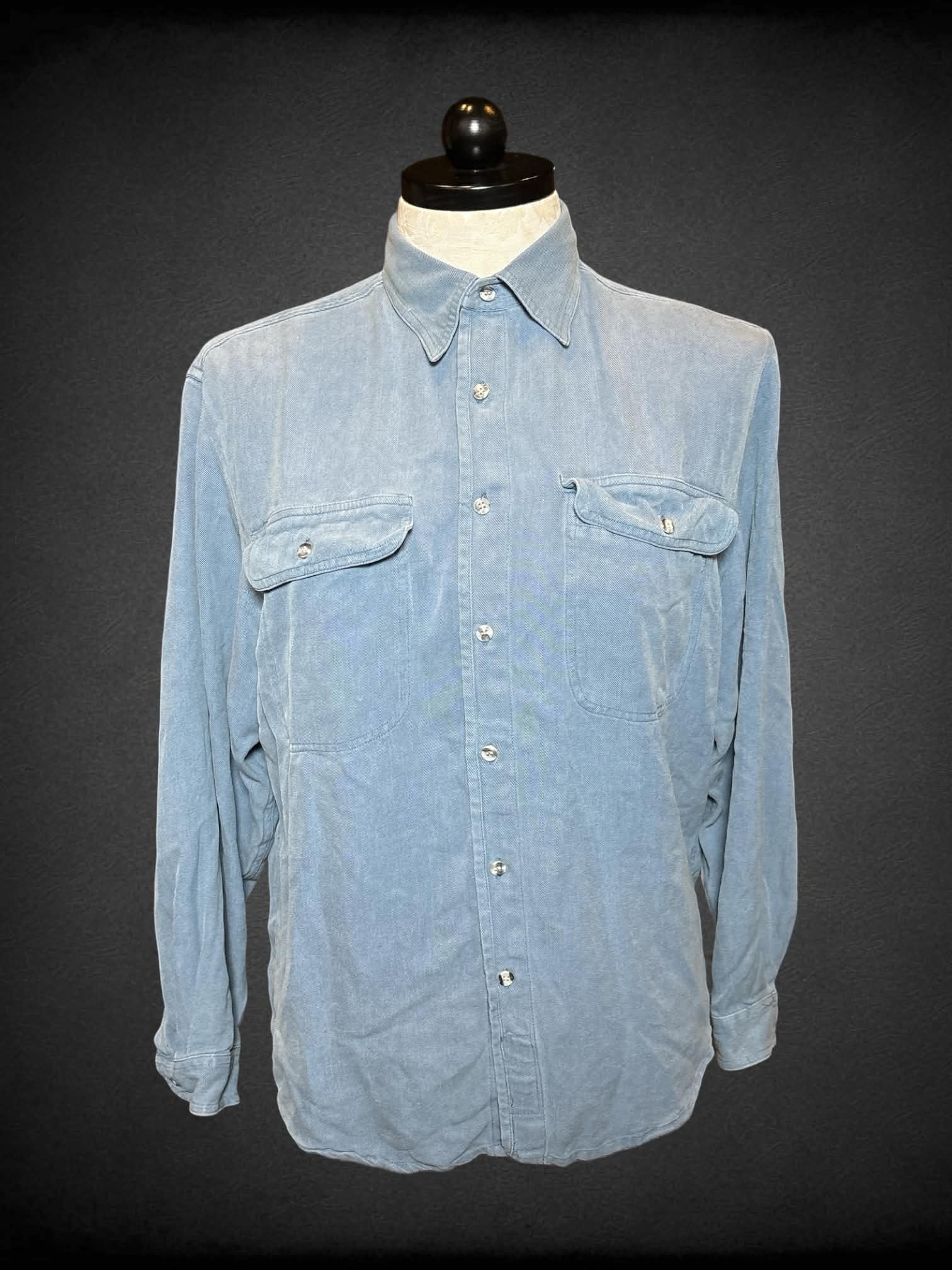 XL The Territory Ahead vintage blue silk button-up shirt