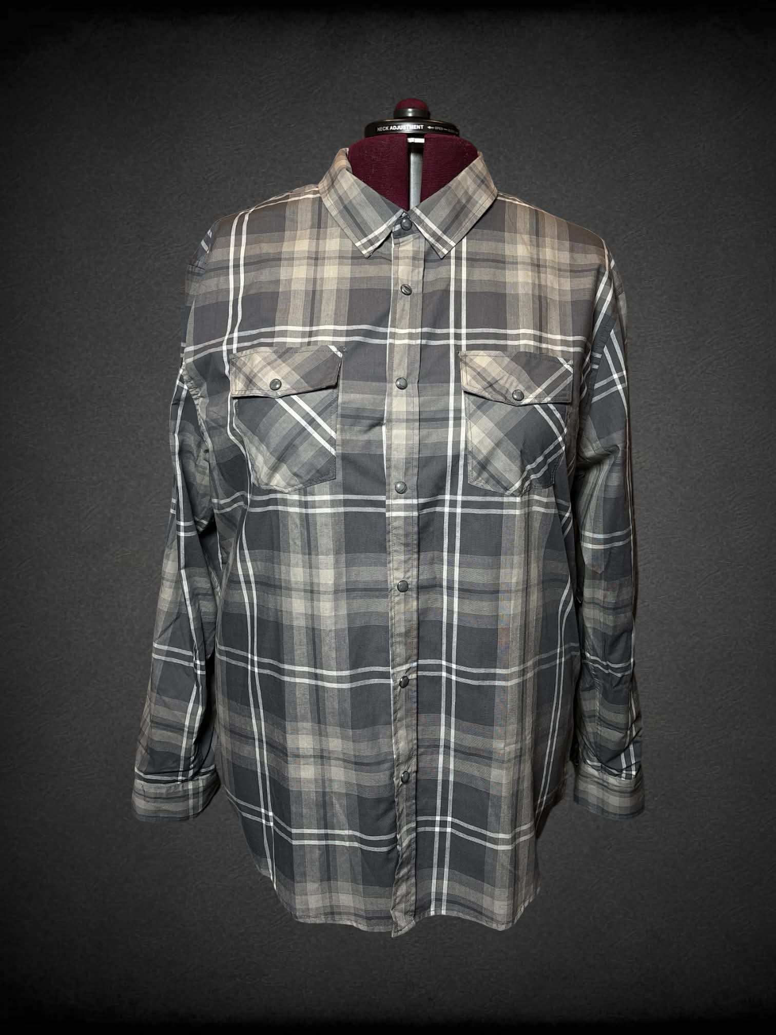 2X Warehouse One grey plaid button-up
