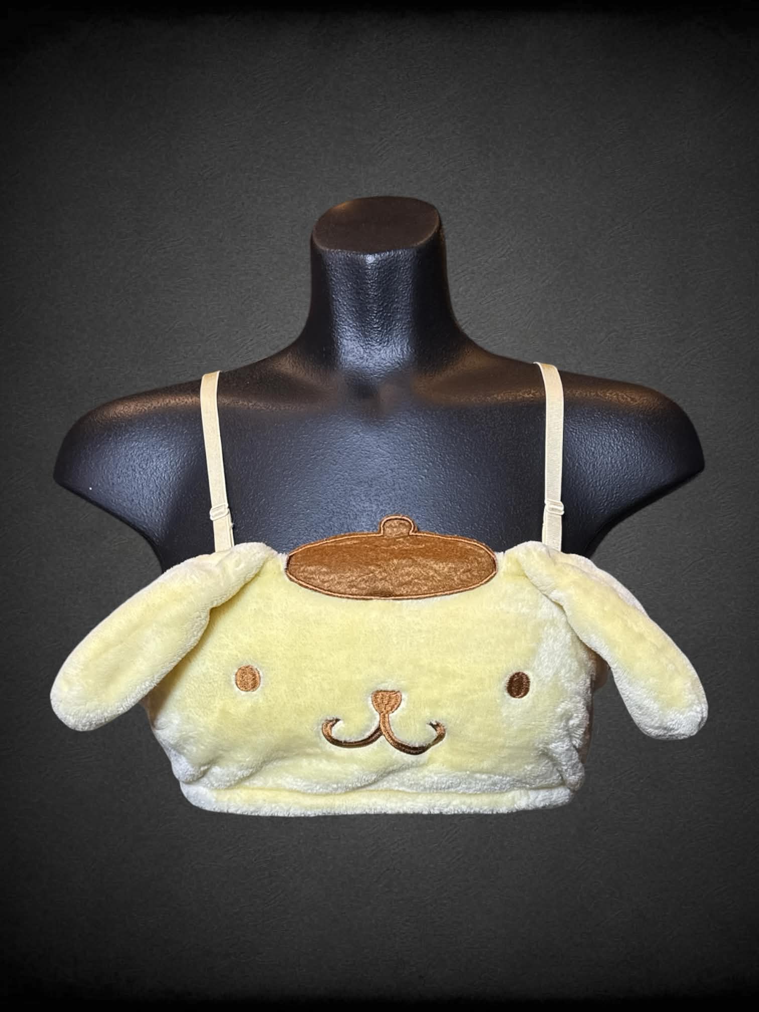 S Paloli soft “Pompompurin” Sanrio plush crop top with adjustable straps
