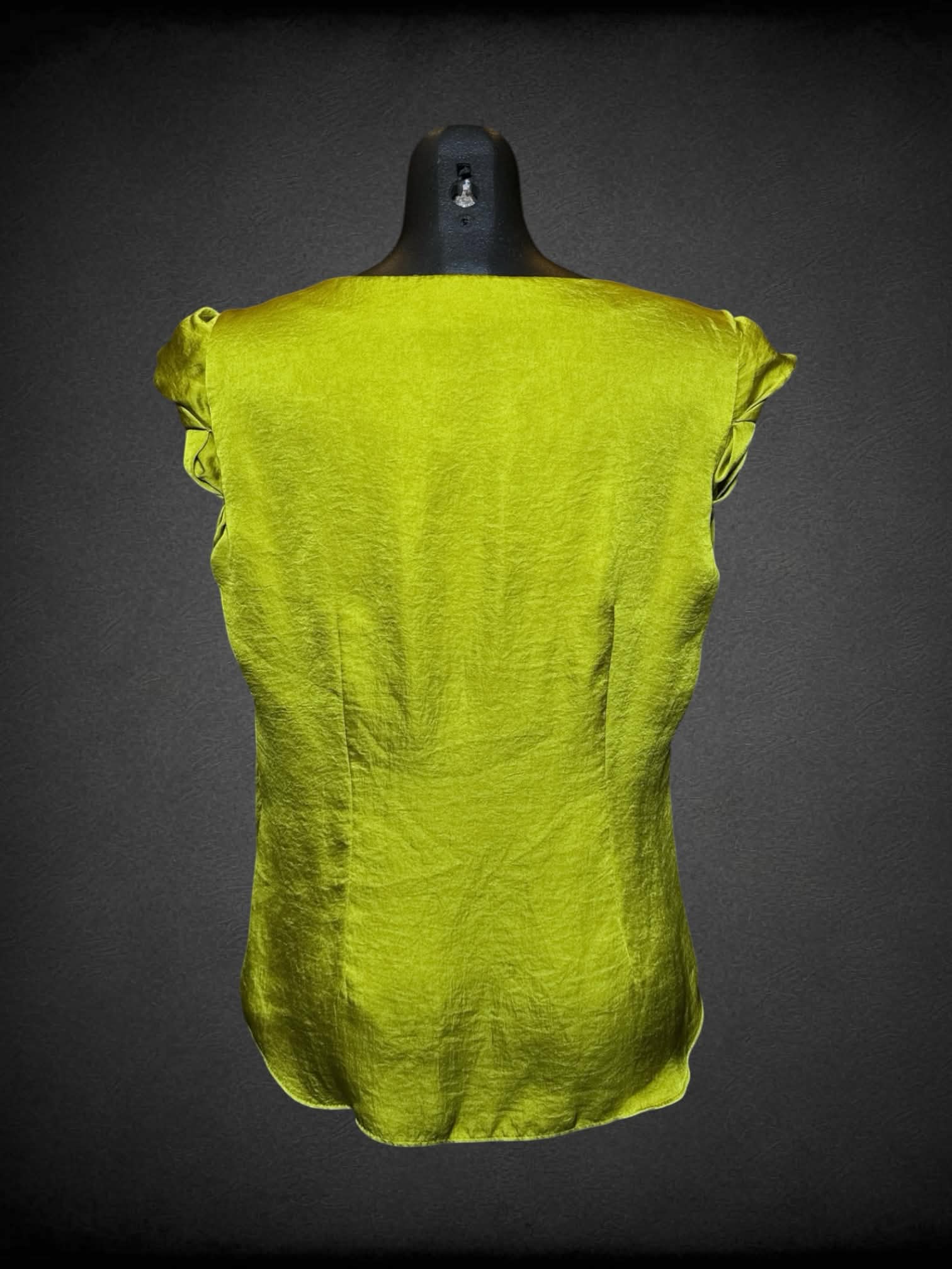 M Violet & Claire shiny green pleated top with ruffle sleeves