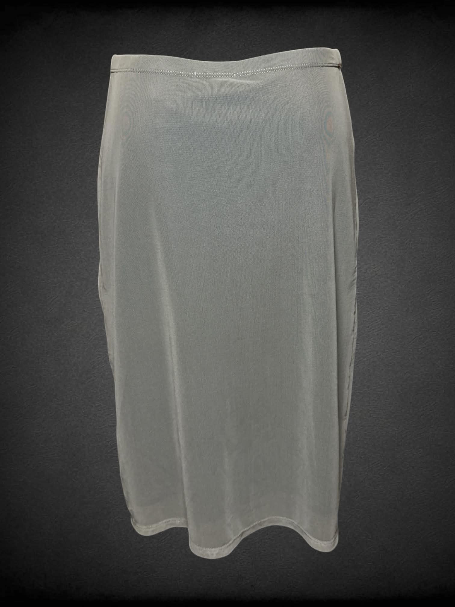M Express vintage grey mesh skirt with sewn flowers alongside front