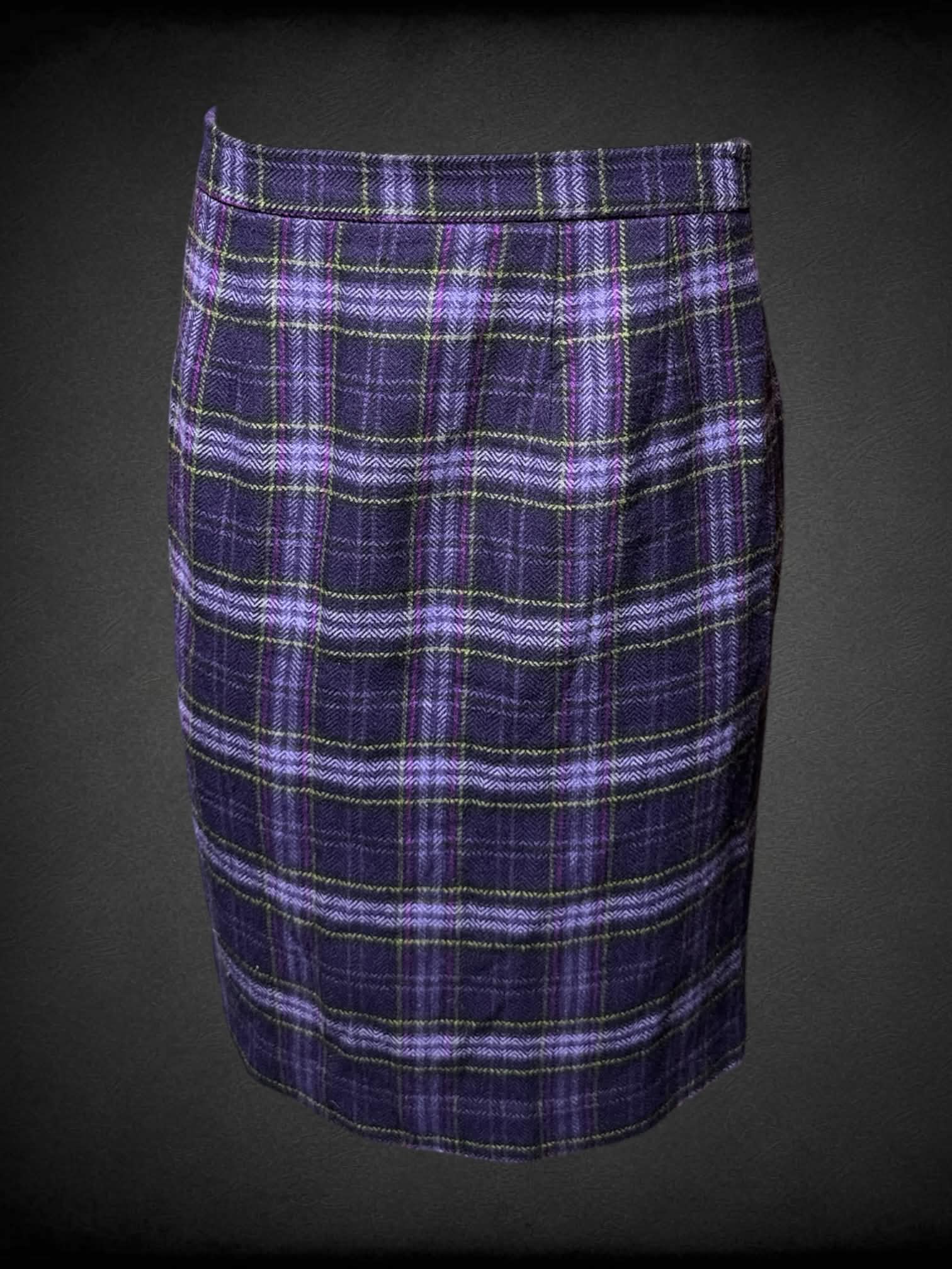 L Virgo vintage purple plaid skirt with zipper on back