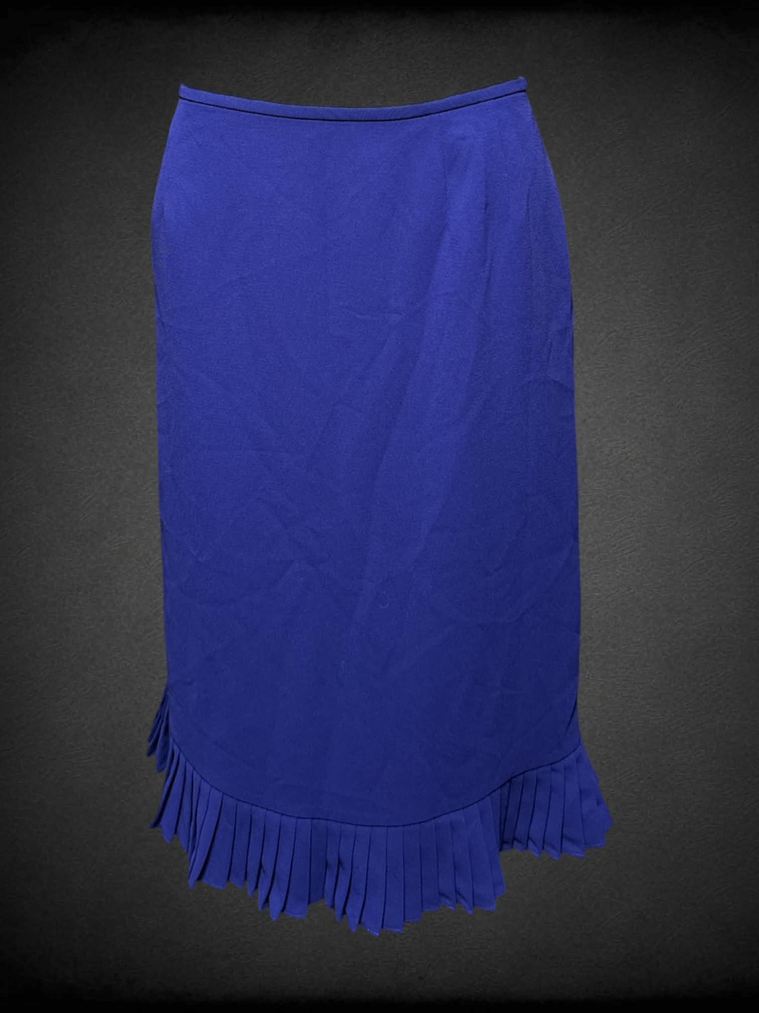 L Jones Studio vintage royal blue skirt with pleated trim, and zipper on back