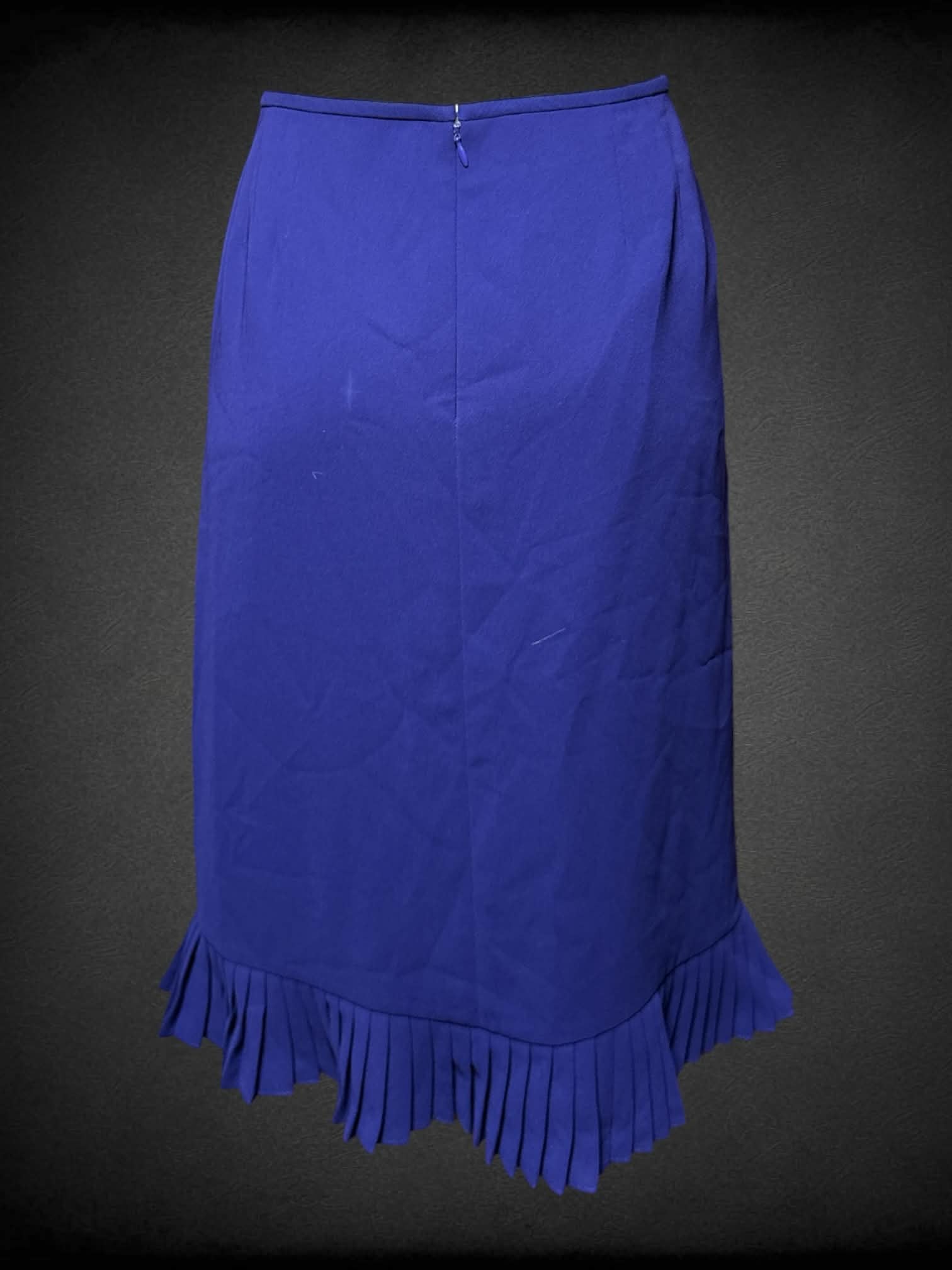 L Jones Studio vintage royal blue skirt with pleated trim, and zipper on back