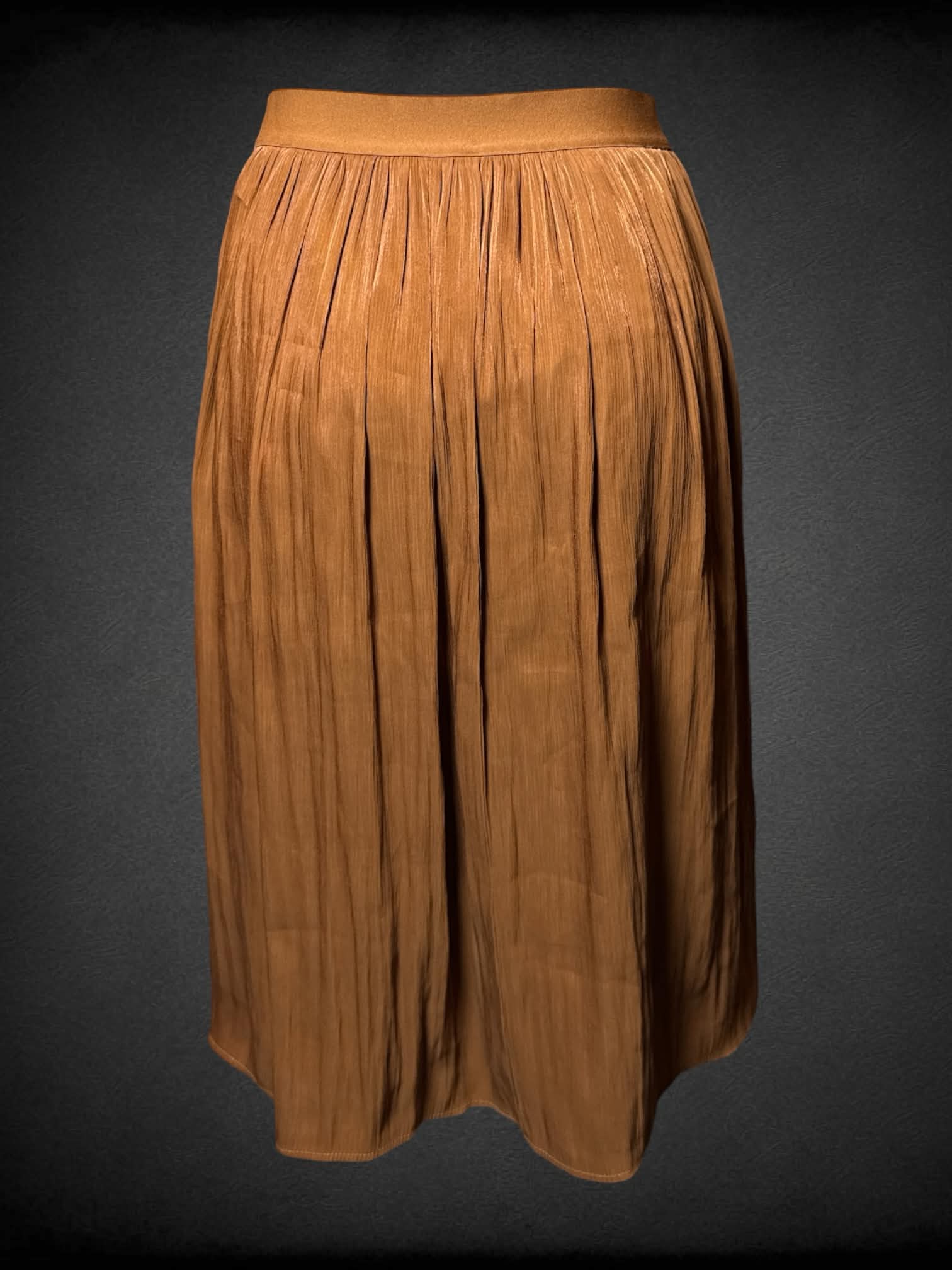 L A New Day brown shimmer pleated skirt with stretch waist