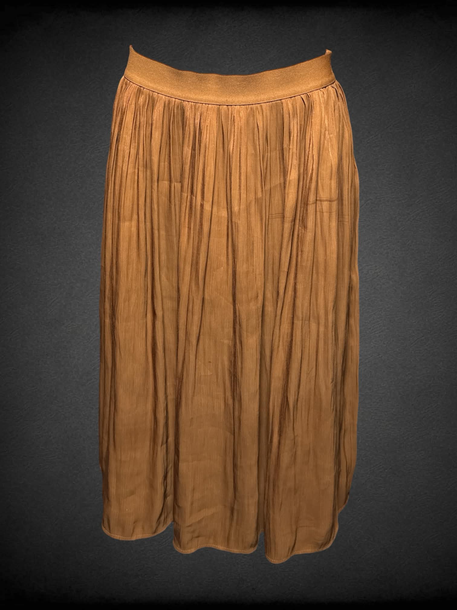 L A New Day brown shimmer pleated skirt with stretch waist