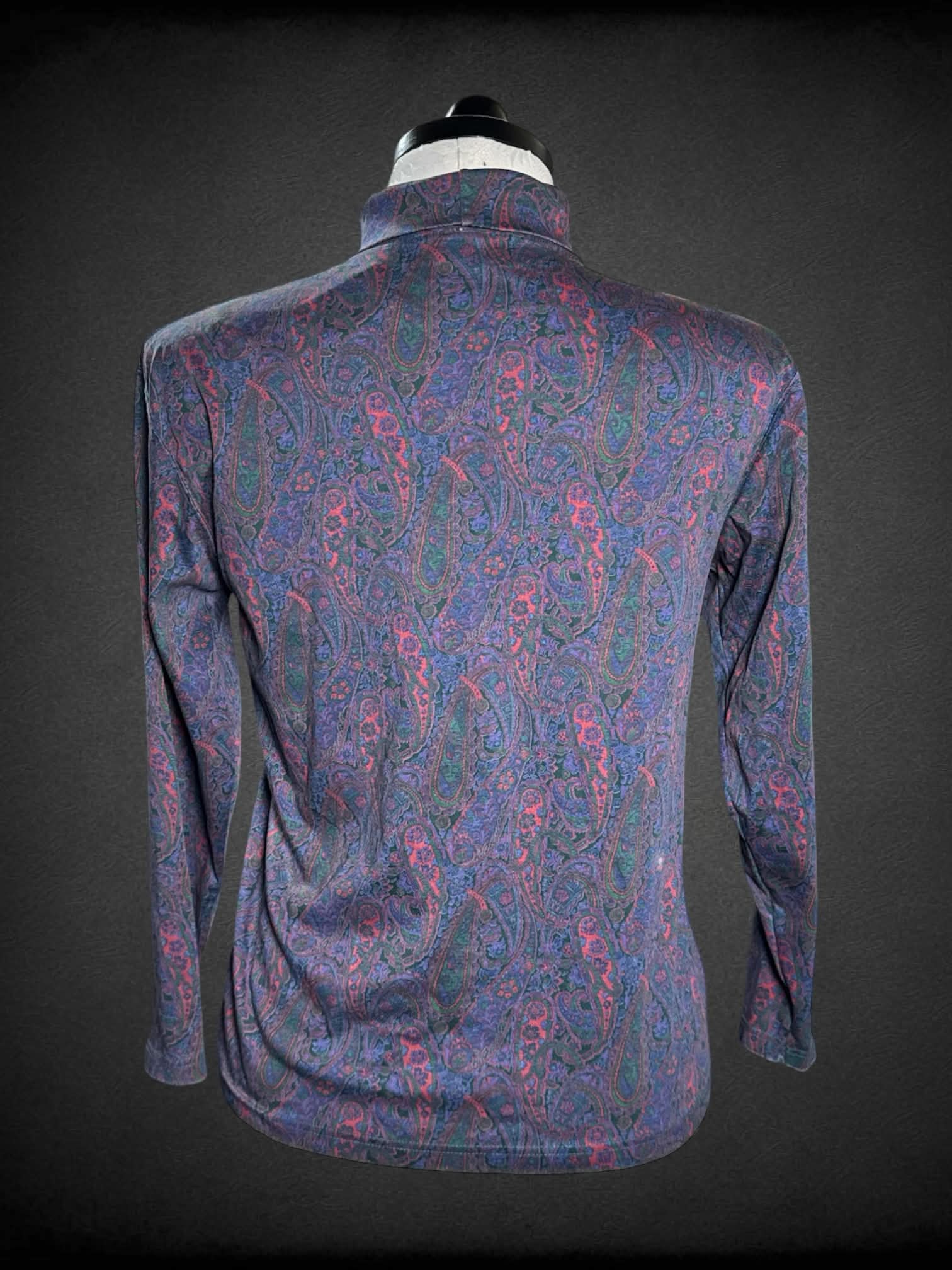 XL Land’s End vintage purple turtleneck with green & red paisley pattern