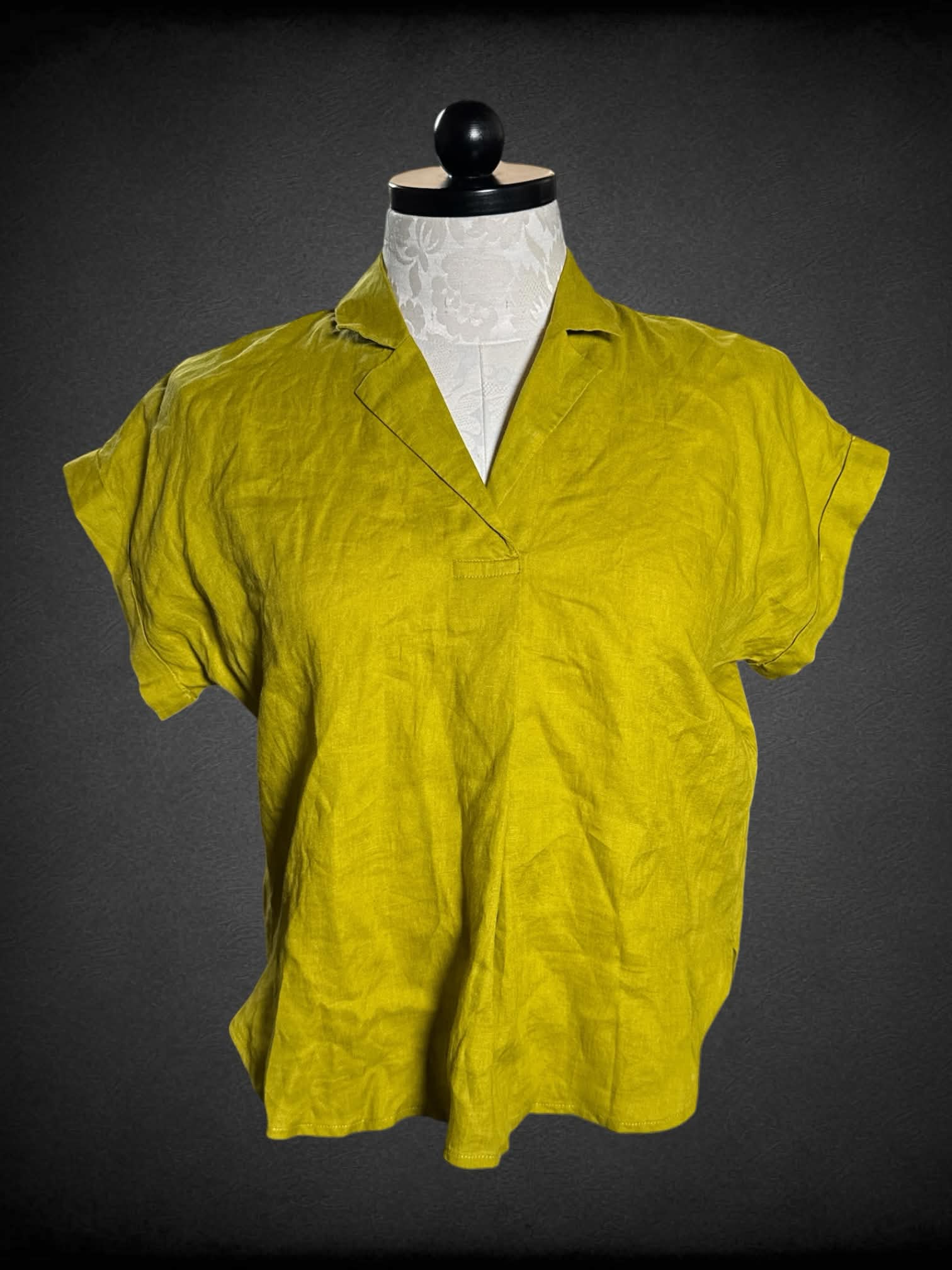 XL Eileen Fisher NWT pear green johnny collar polo