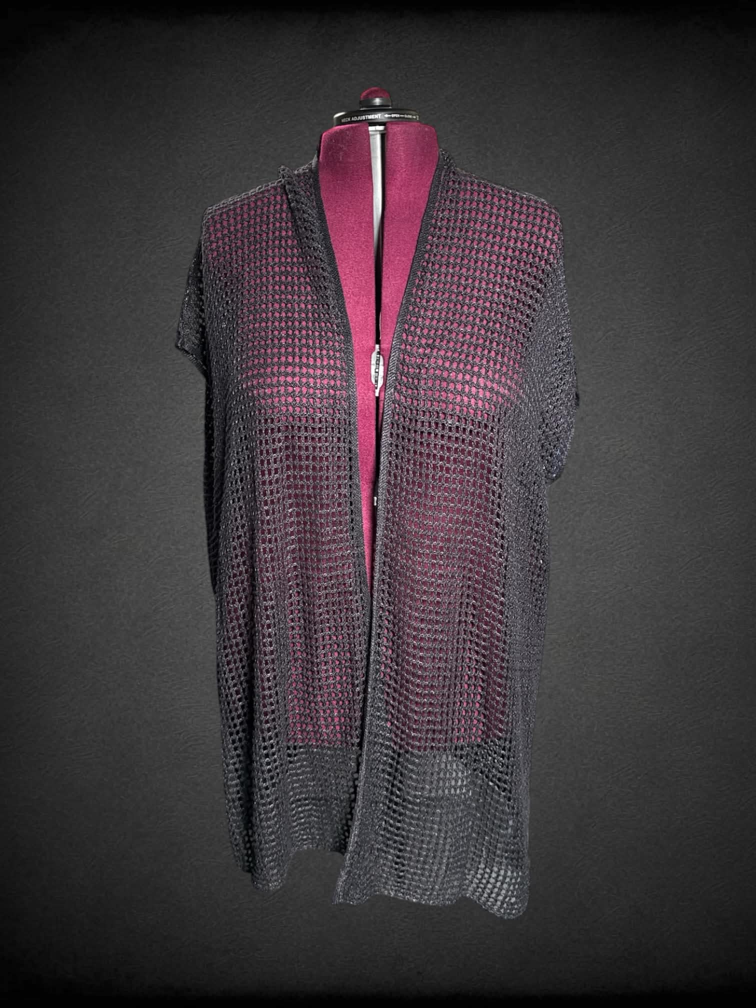 2X Eileen Fisher grey fishnet cardigan