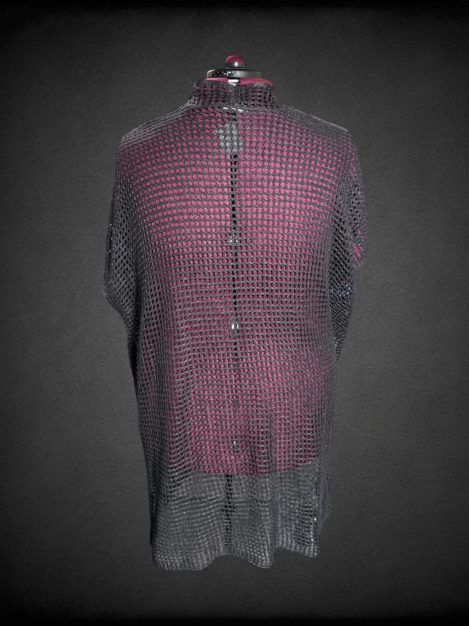 2X Eileen Fisher grey fishnet cardigan