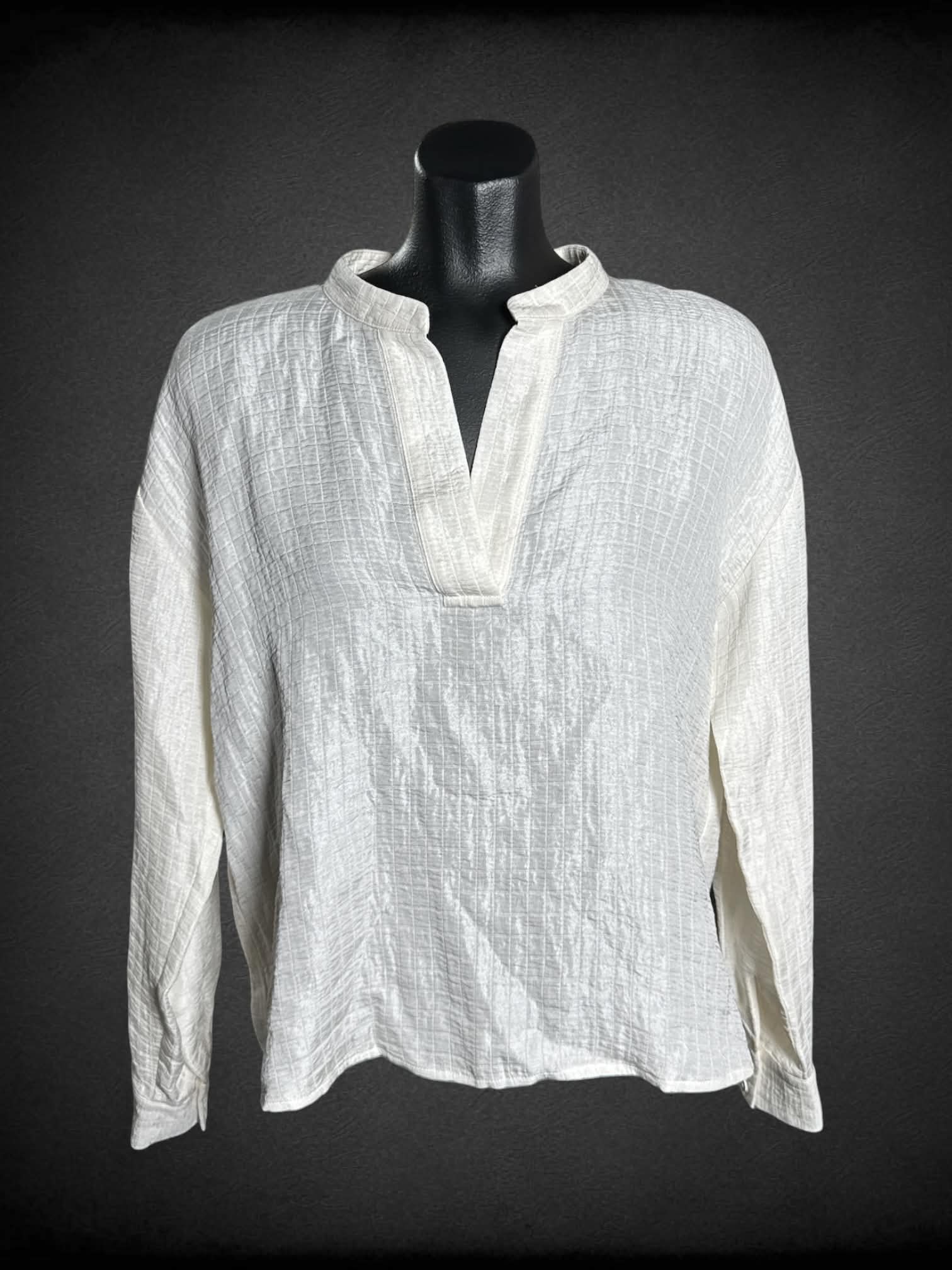 S Eileen Fisher white sheer long-sleeve shirt