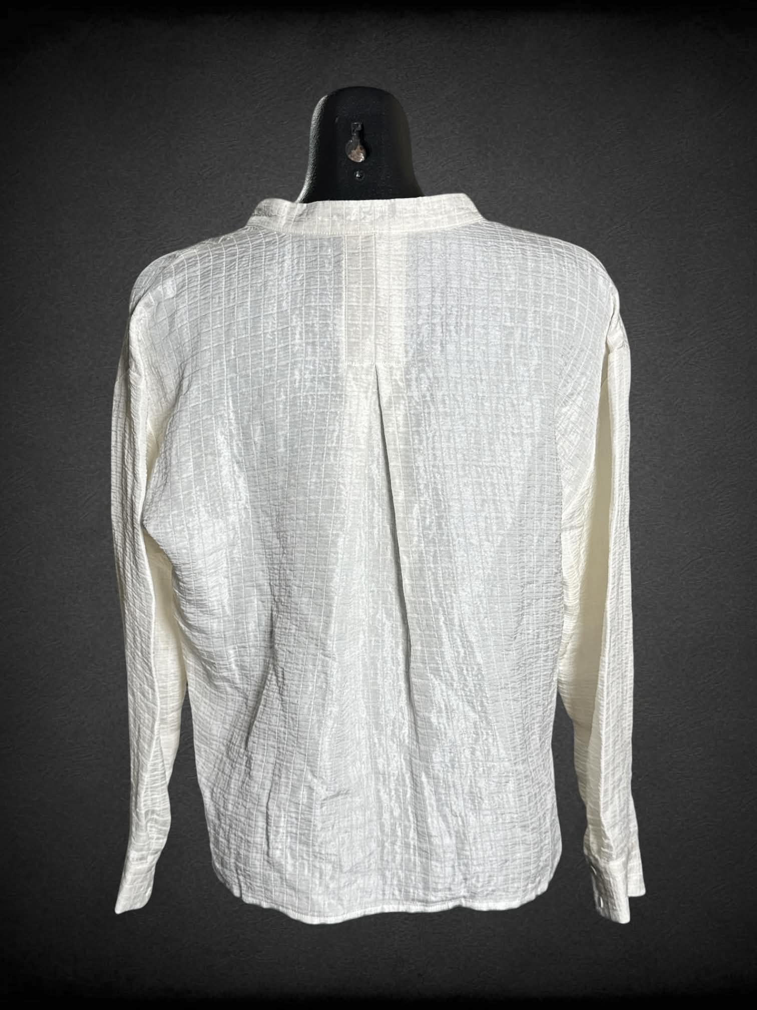 S Eileen Fisher white sheer long-sleeve shirt