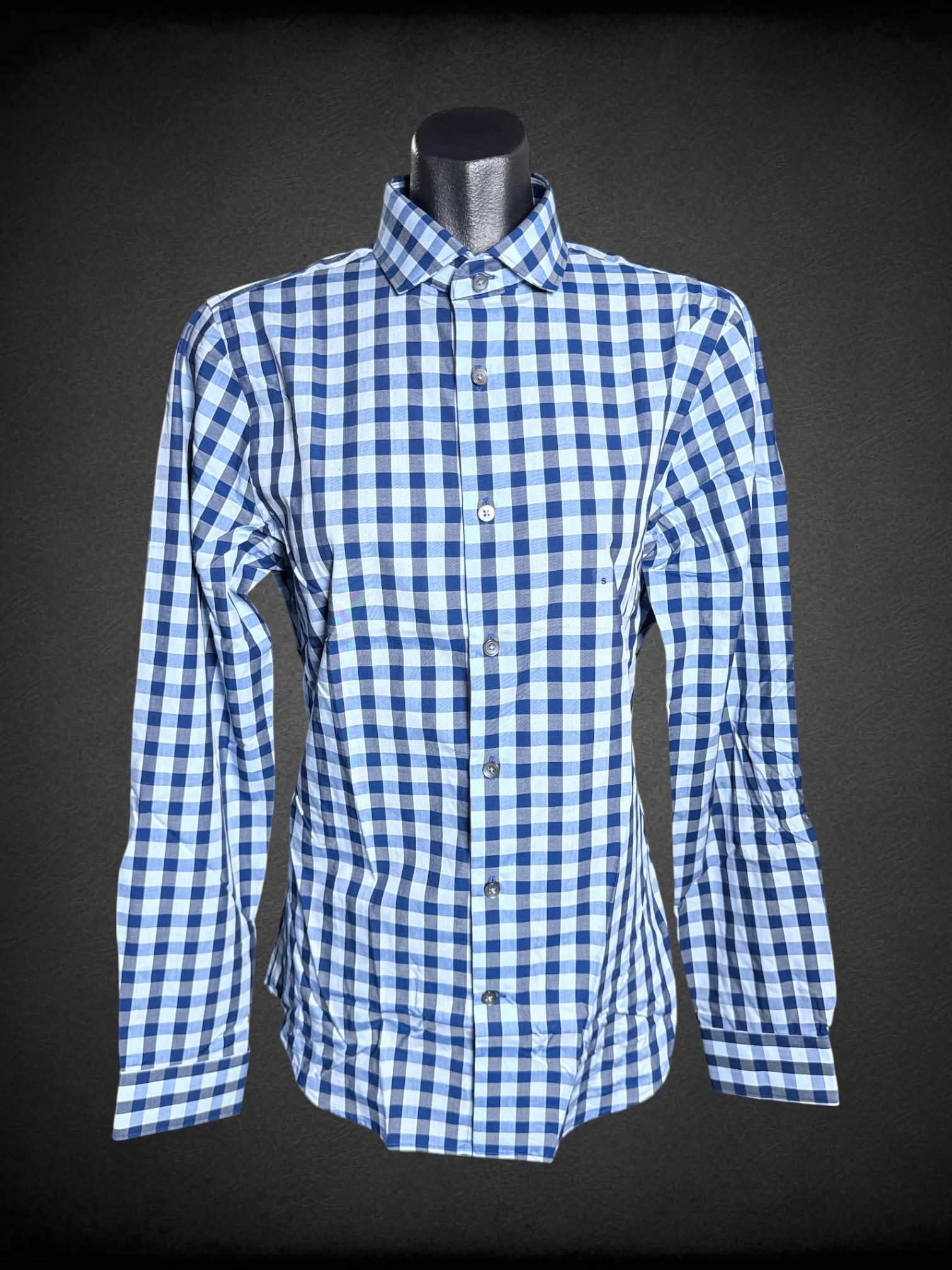 S Express NWT blue button-up shirt with gingham design