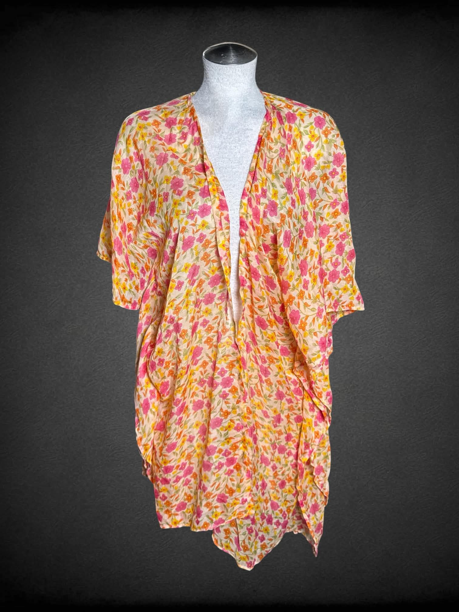 L Ray orange sheer flowy cardigan