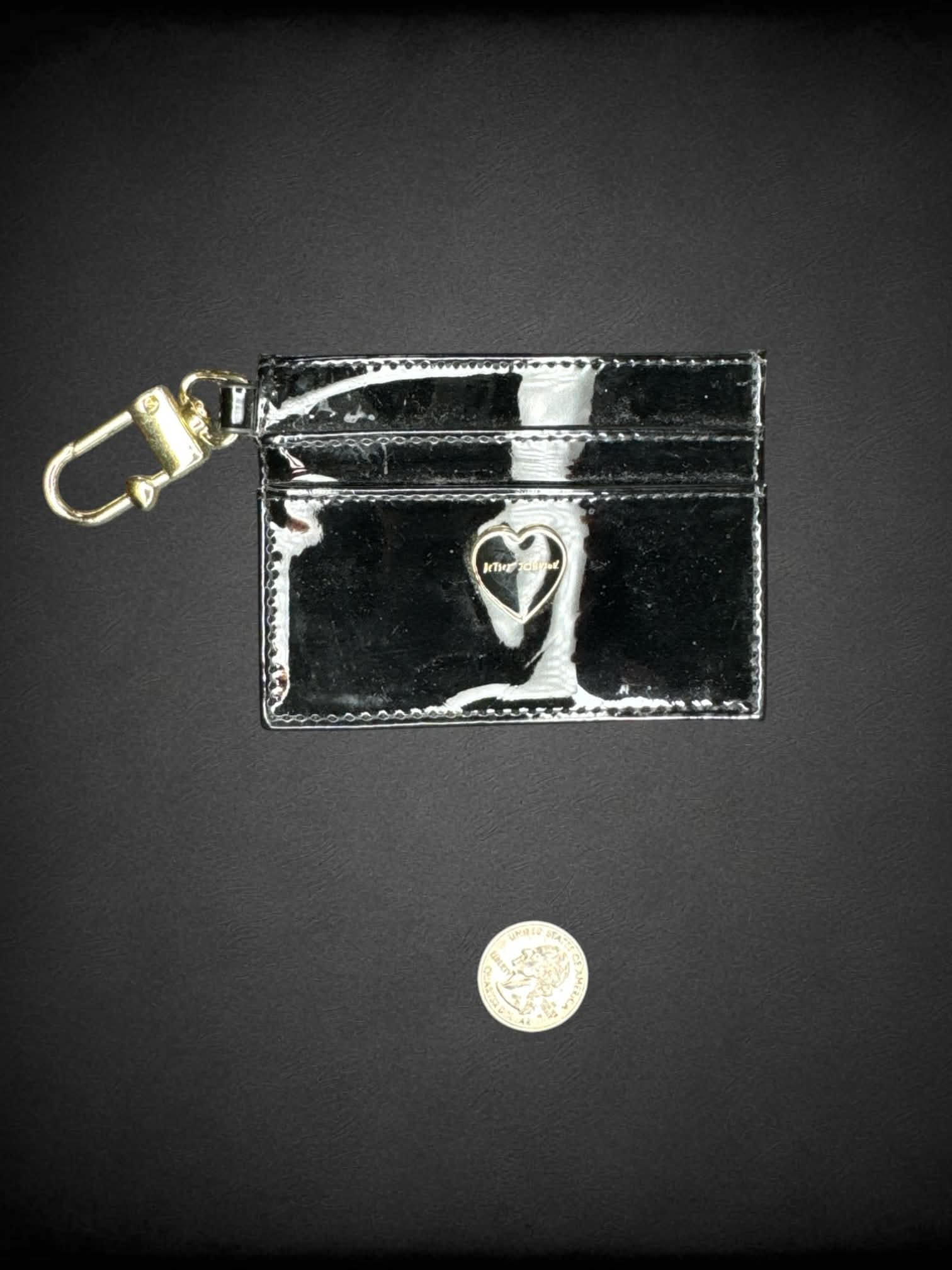 Betsey Johnson black wallet with locket clasp