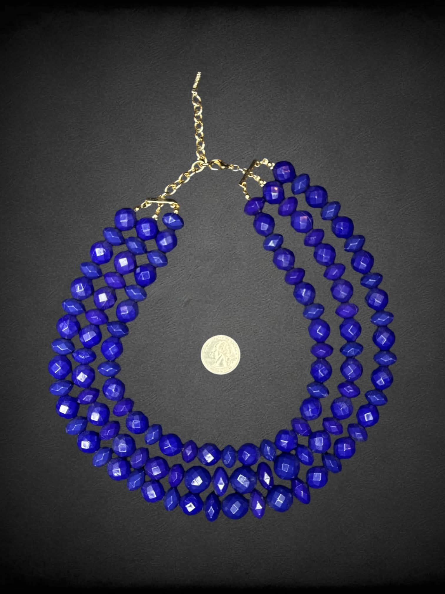 Layered blue beaded chunky necklace