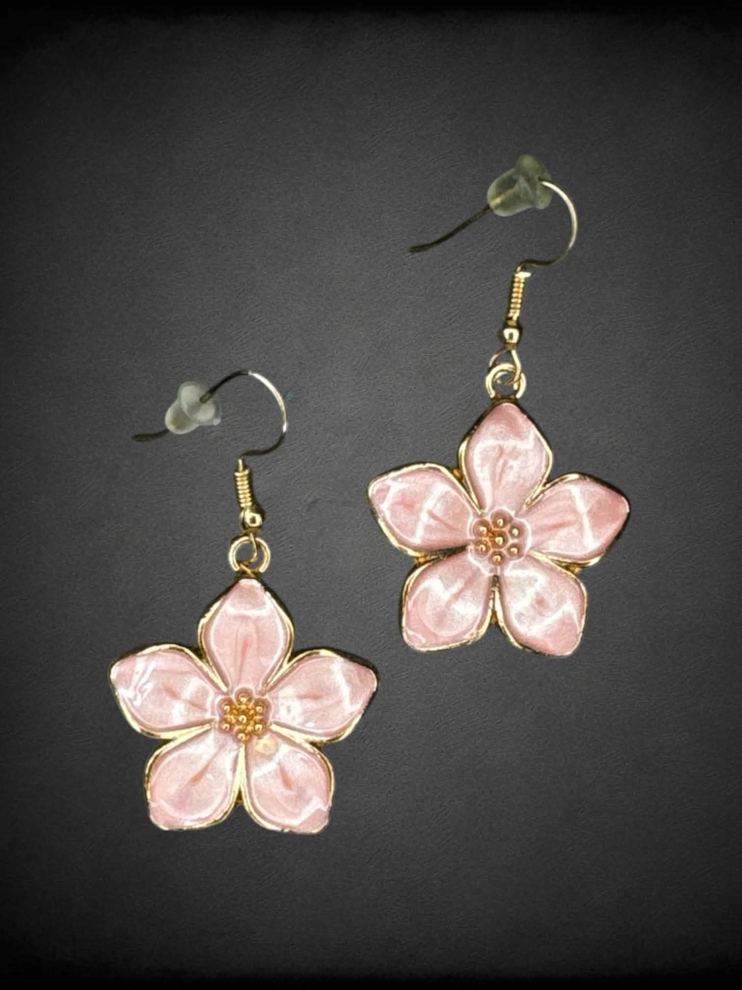 Pink sakura charm earrings
