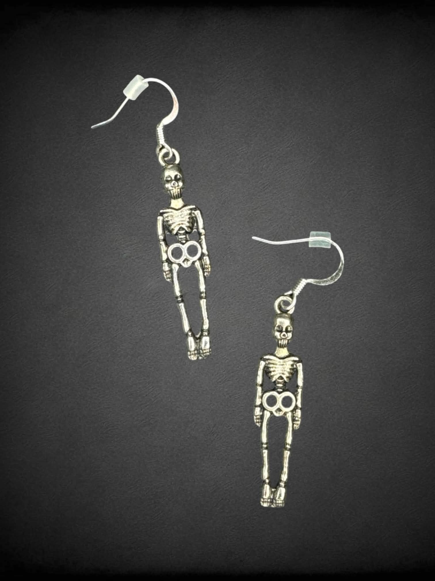 Silver skeleton earrings