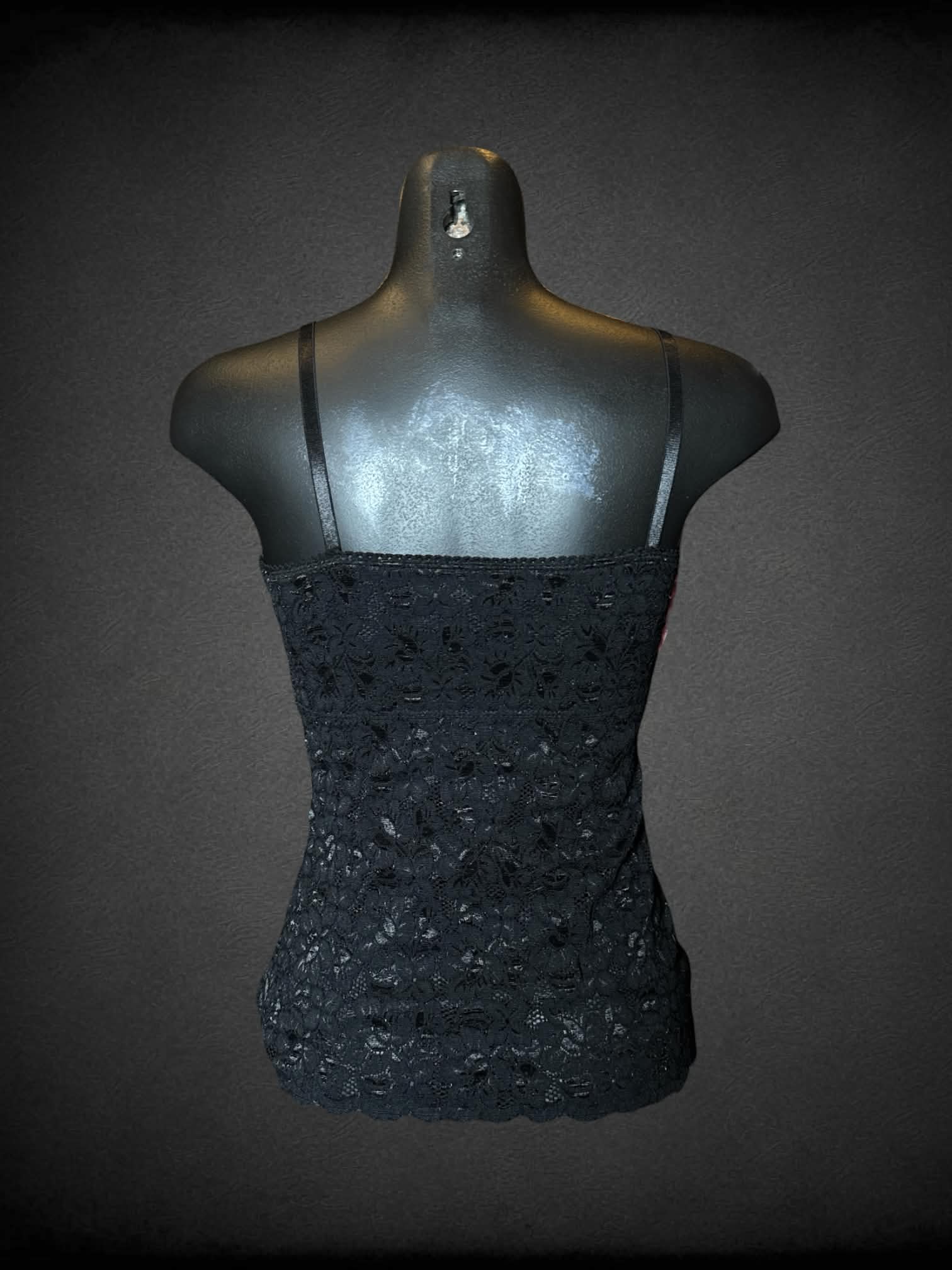 XS Morbid Threads pink & black corset cami with tie up laces on front