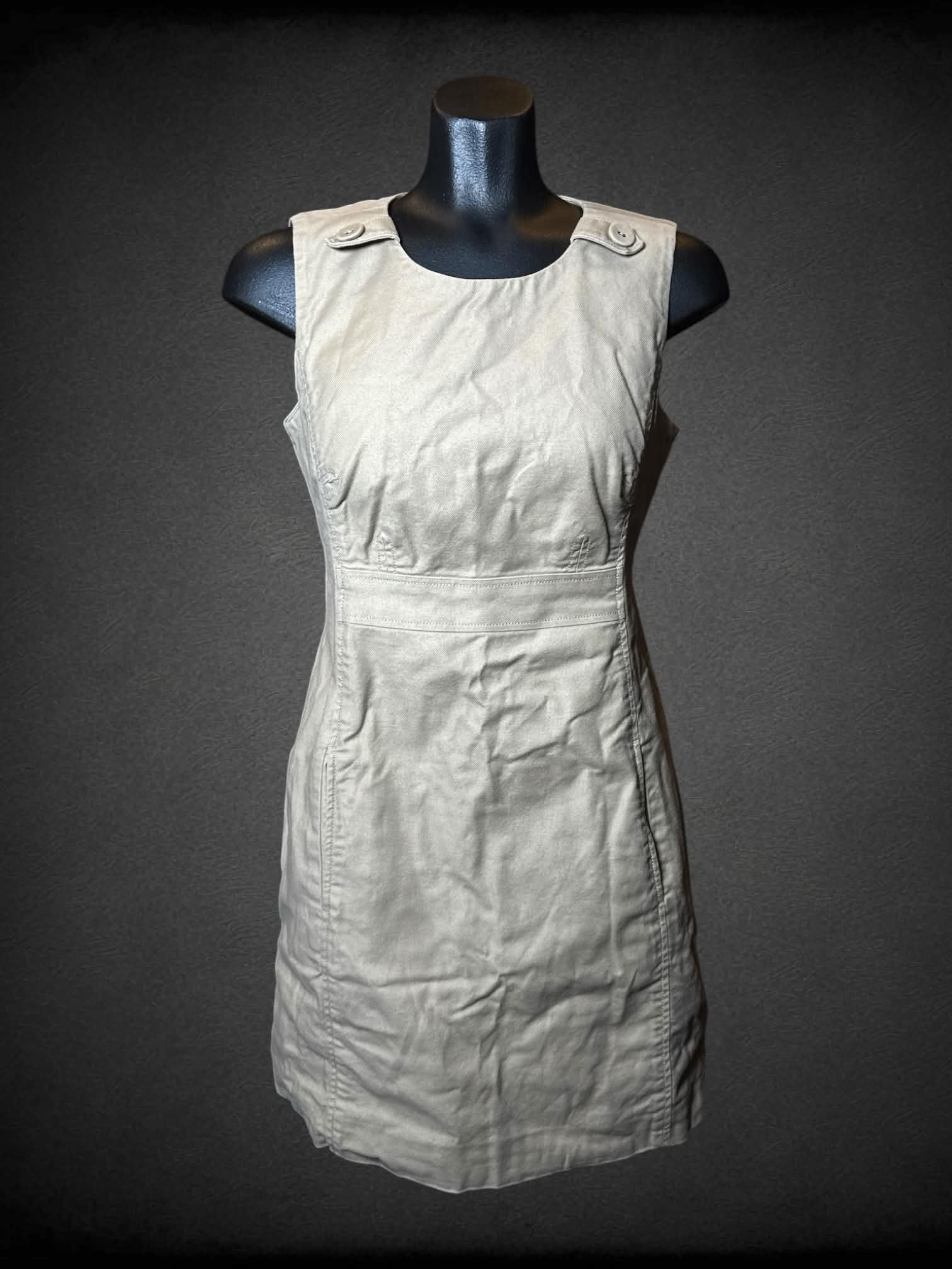 S Penguine vintage khaki dress with pockets, and zipper on back