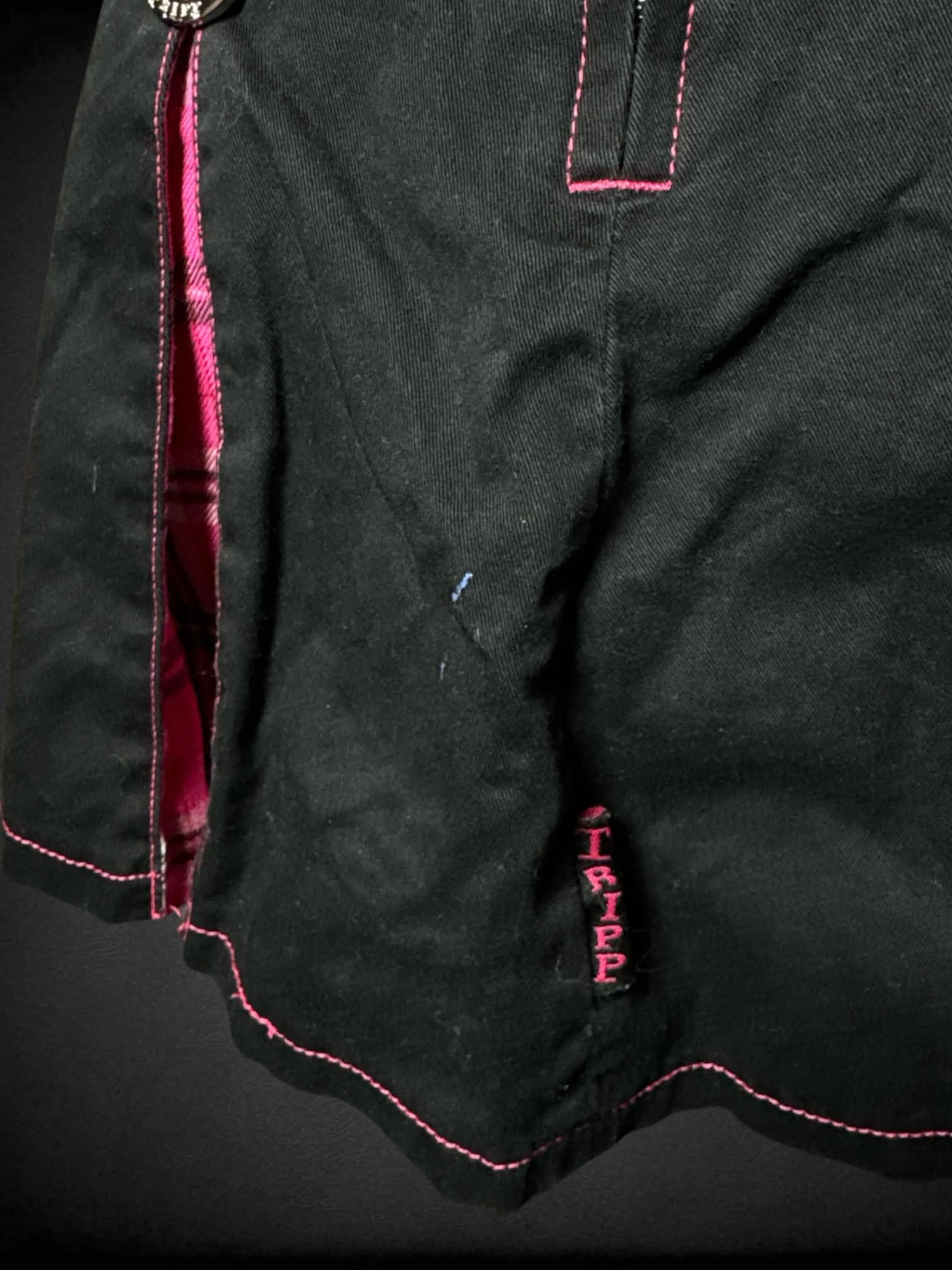 S Tripp NYC black pleated skirt with pink plaid design
