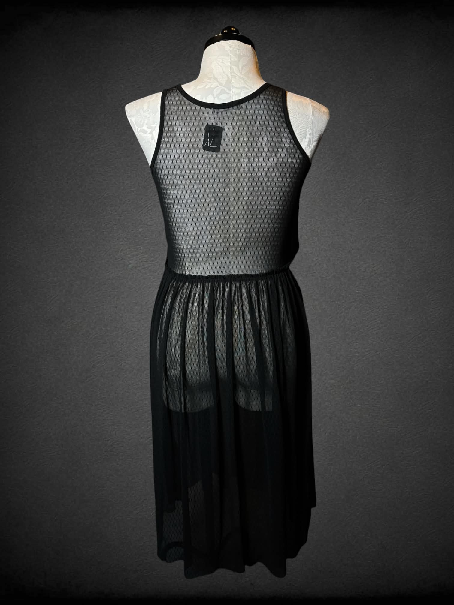 XL mango mesh black dress with bejeweled star pattern