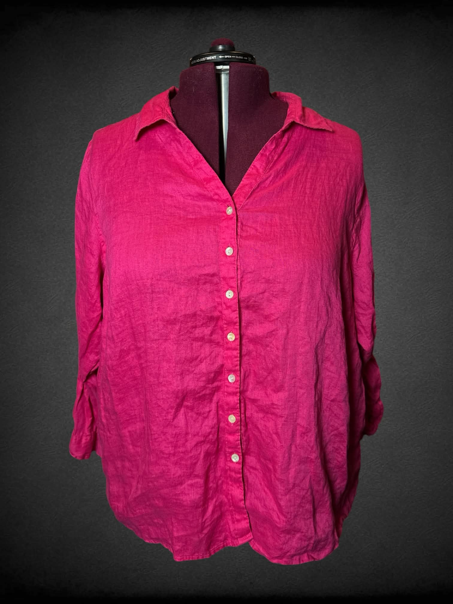 2X Sigred Olsen hot pink linen button-up shirt