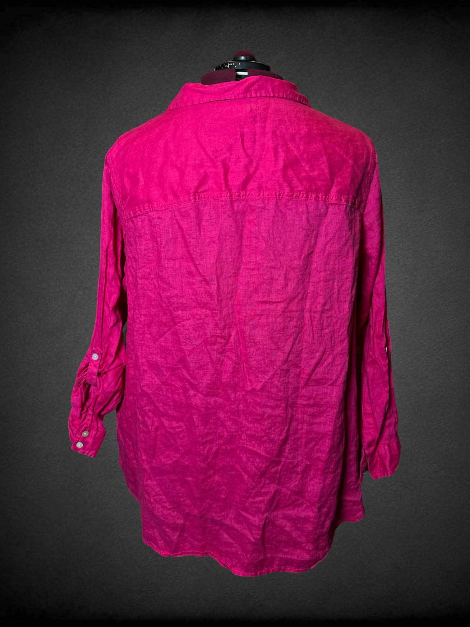 2X Sigred Olsen hot pink linen button-up shirt