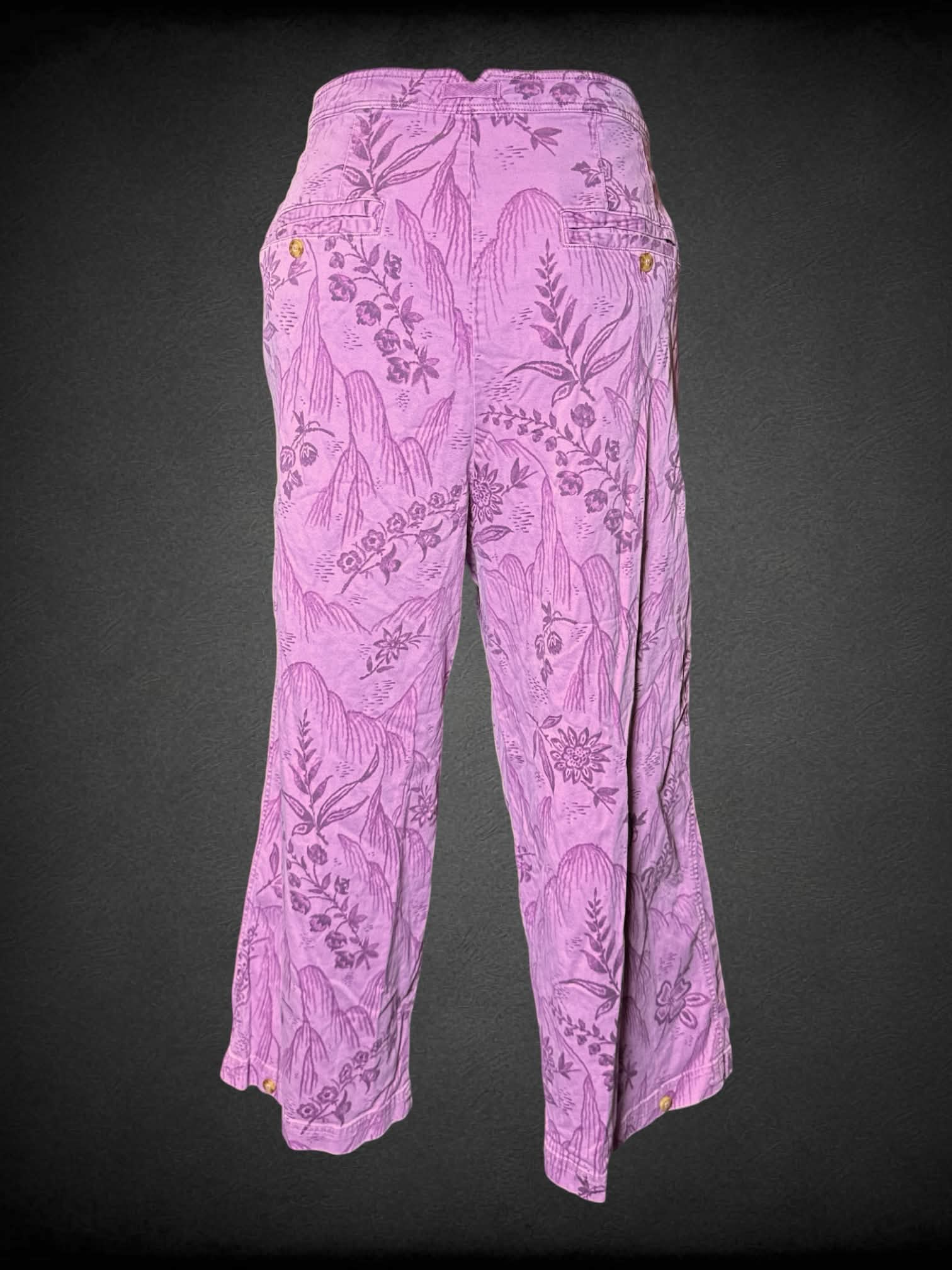 3X Anthropologie purple pants with mountain and floral pattern