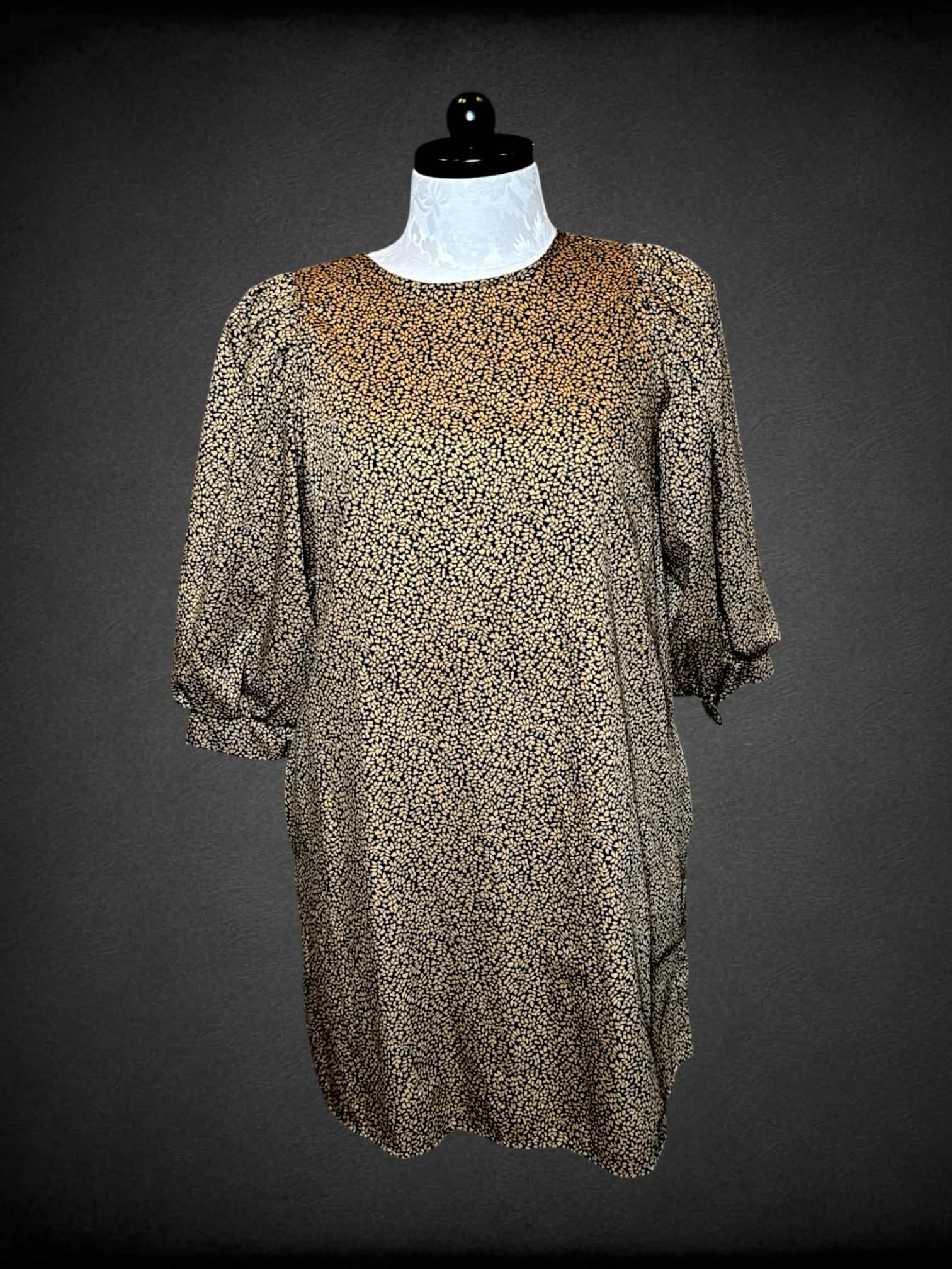 XL A New Day black & brown long-sleeve flowy dress with pockets