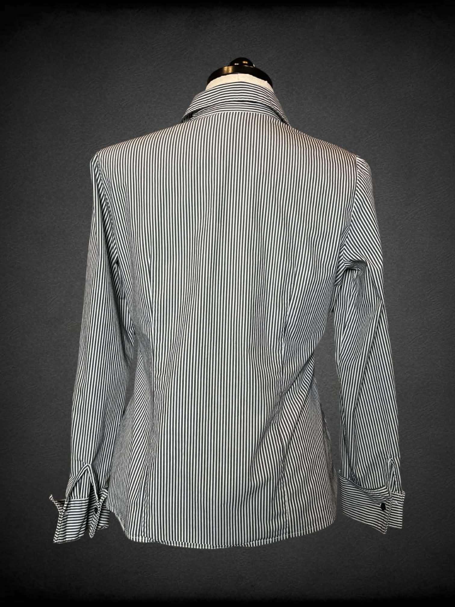 XL WORTHINGTON black & white striped button-up shirt