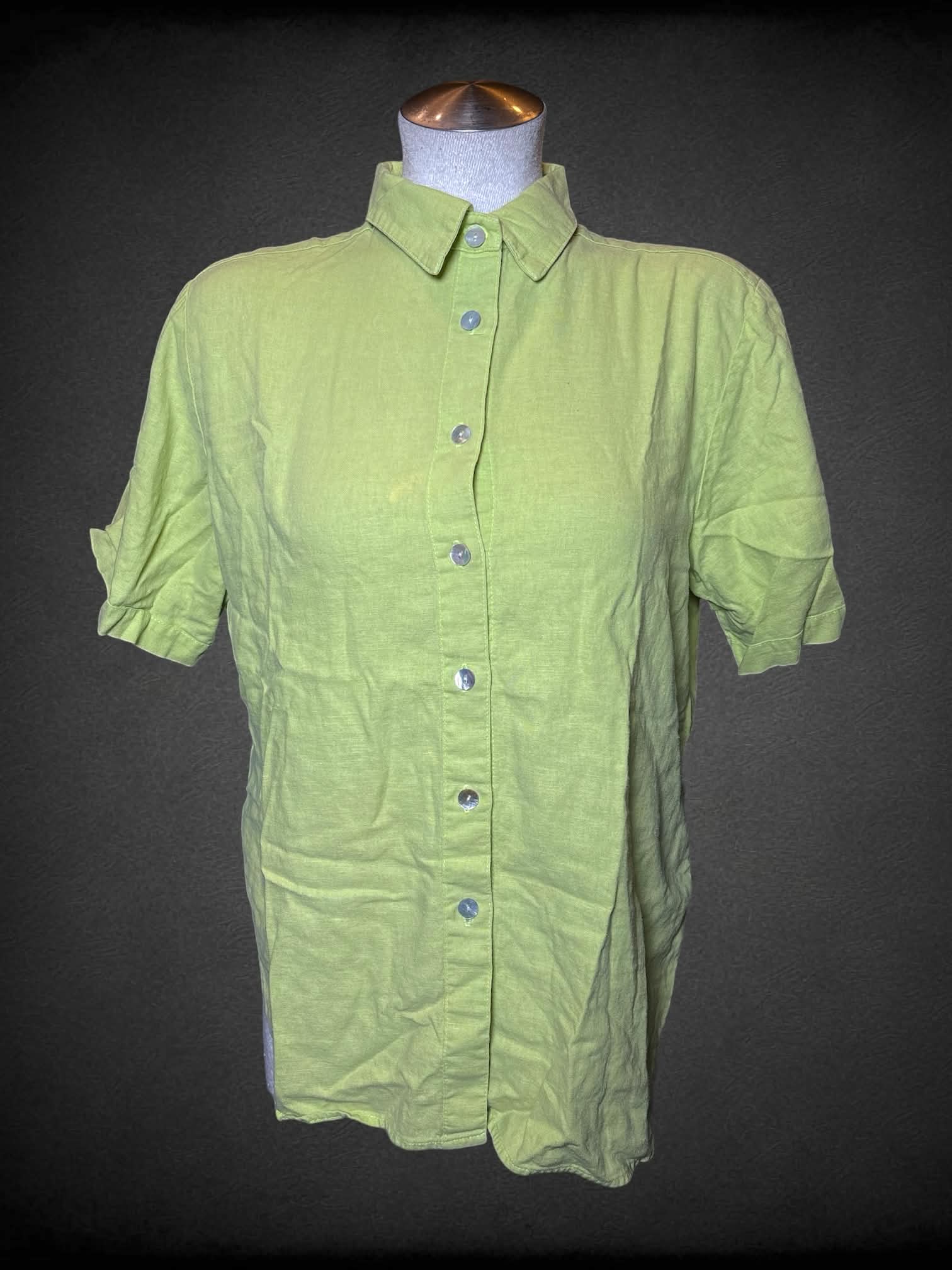 L Coldwater Creek vintage lime green button-up shirt