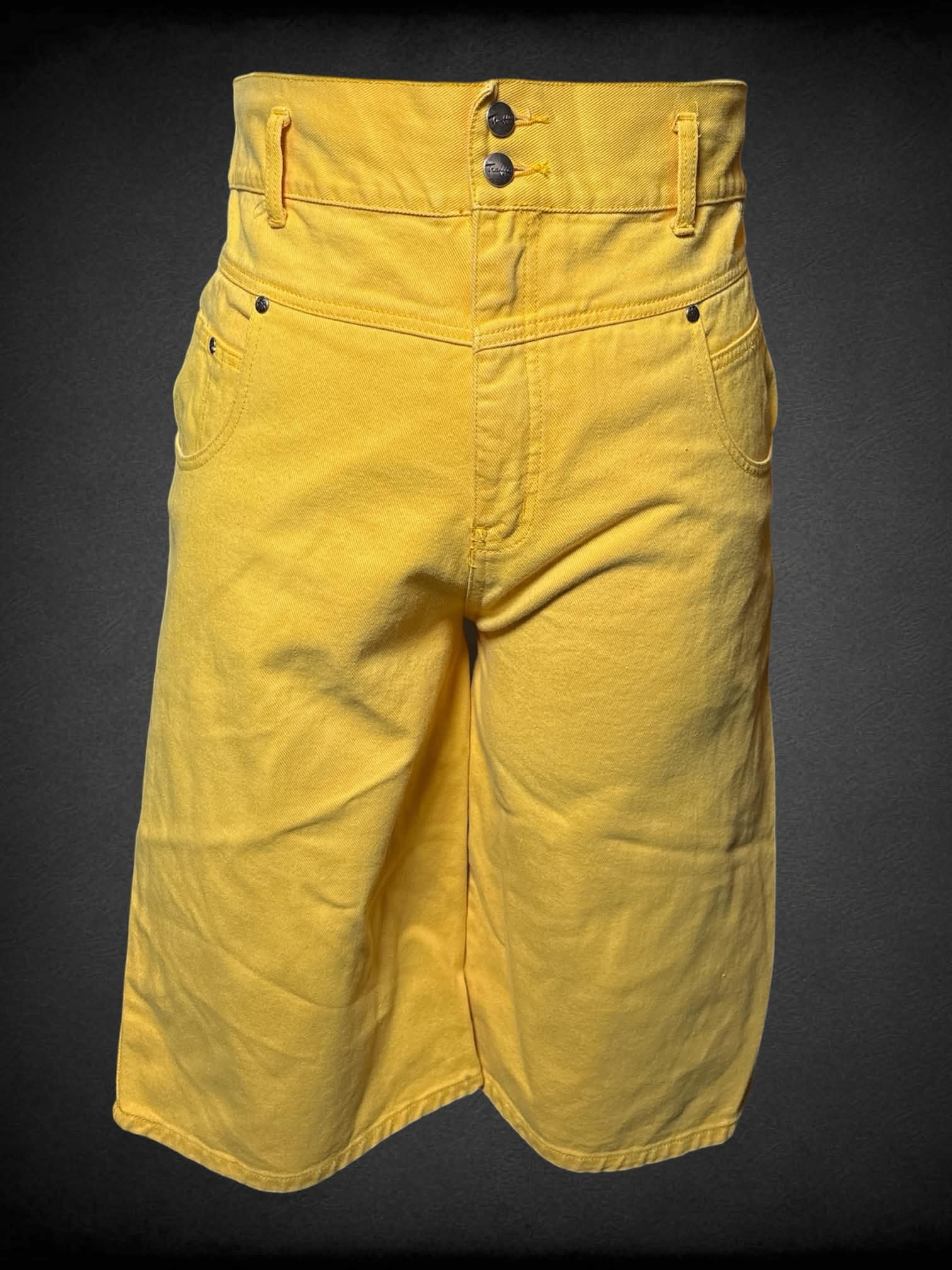 XL Traffic vintage mustard yellow high-waisted shorts