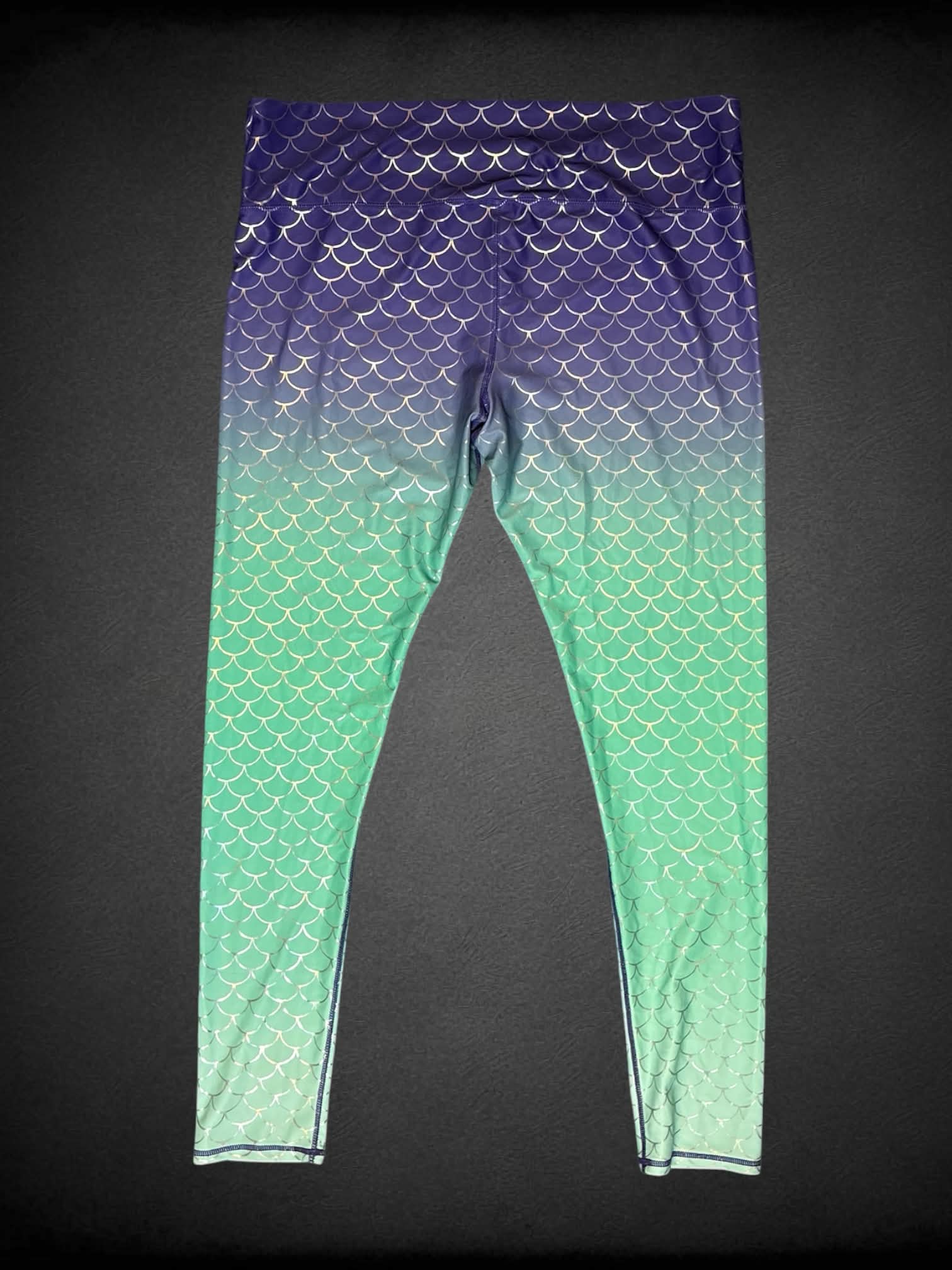XL Disney green & purple leggings with mermaid tail pattern