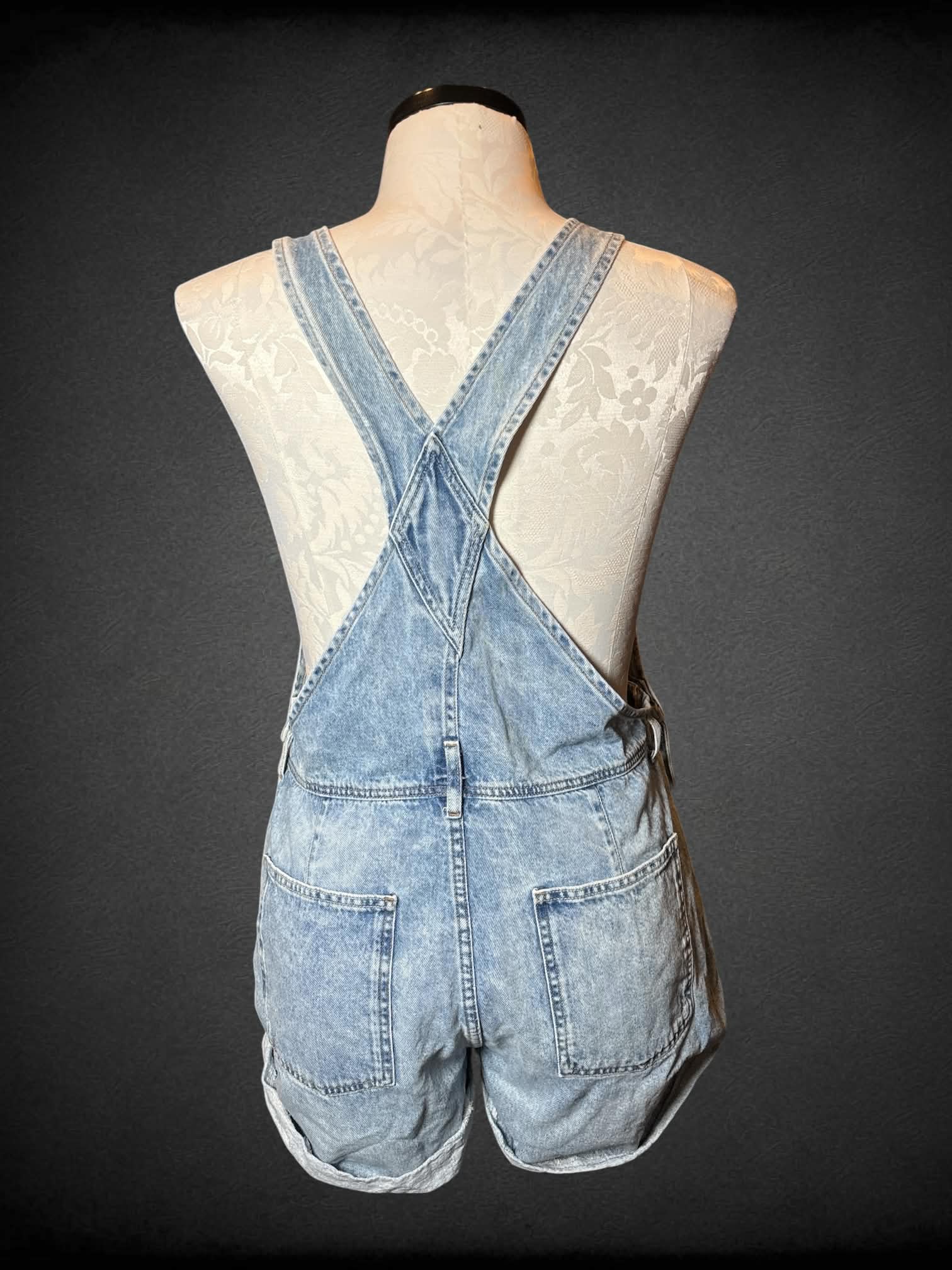 0X Free People denim shorts overalls