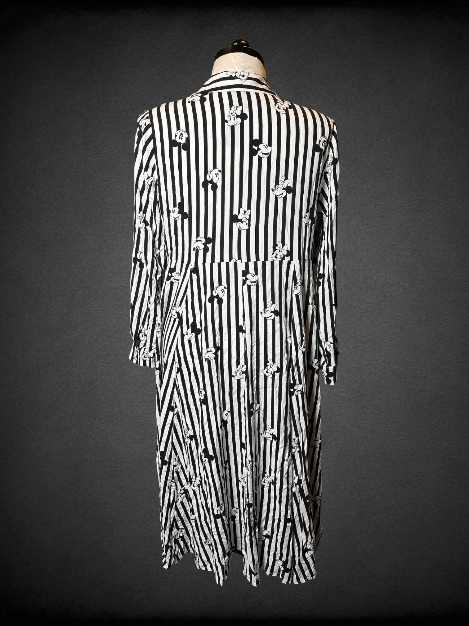 1X Disney black & white striped long-sleeve coverup with “Mickey and Minnie” pattern