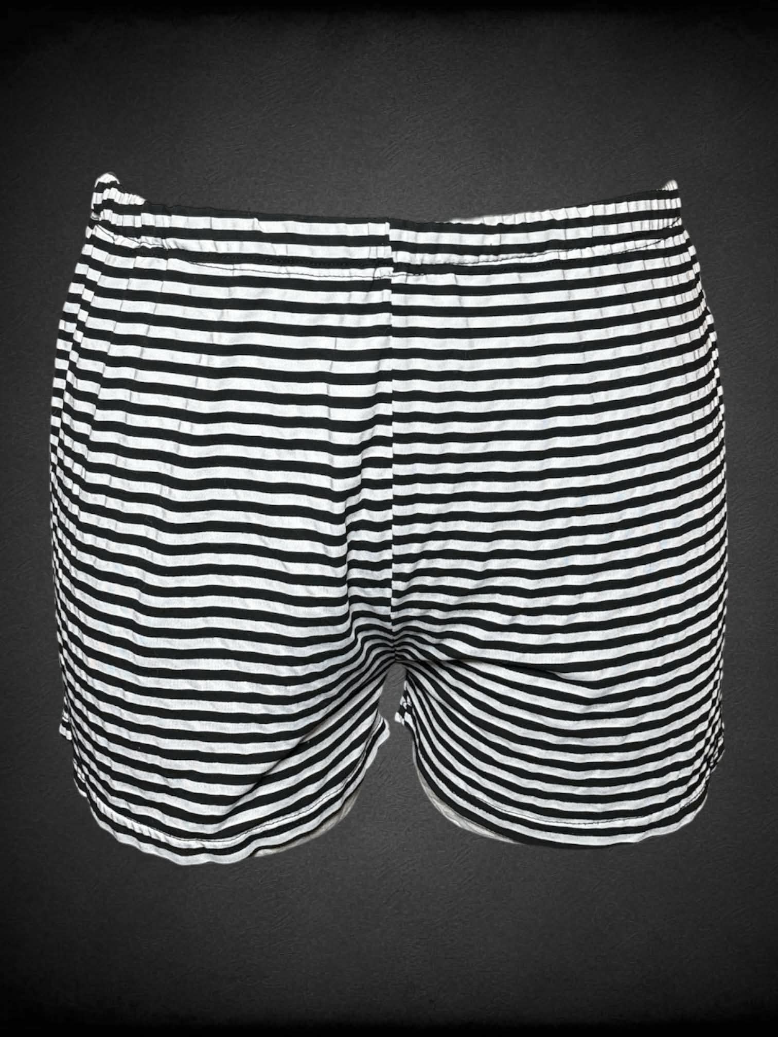 1X Ekouaer black & white striped shorts with stretch waist