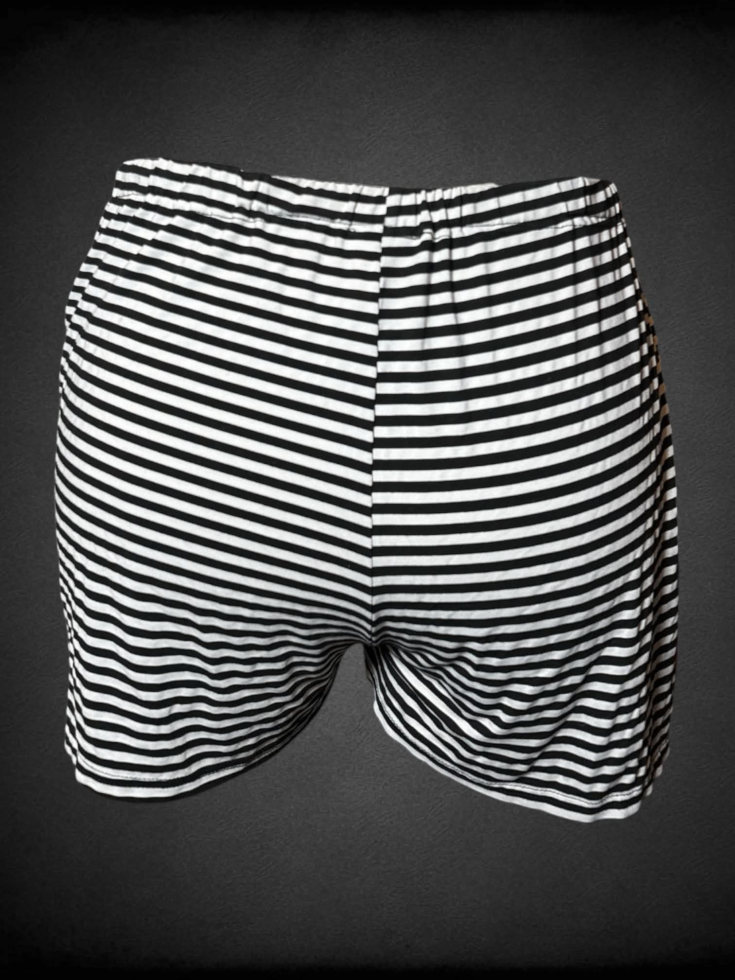 1X Ekouaer black & white striped shorts with stretch waist