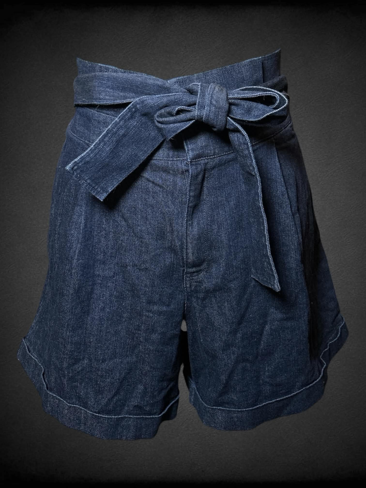 2X Eloquii blue denim shorts with tie on waist