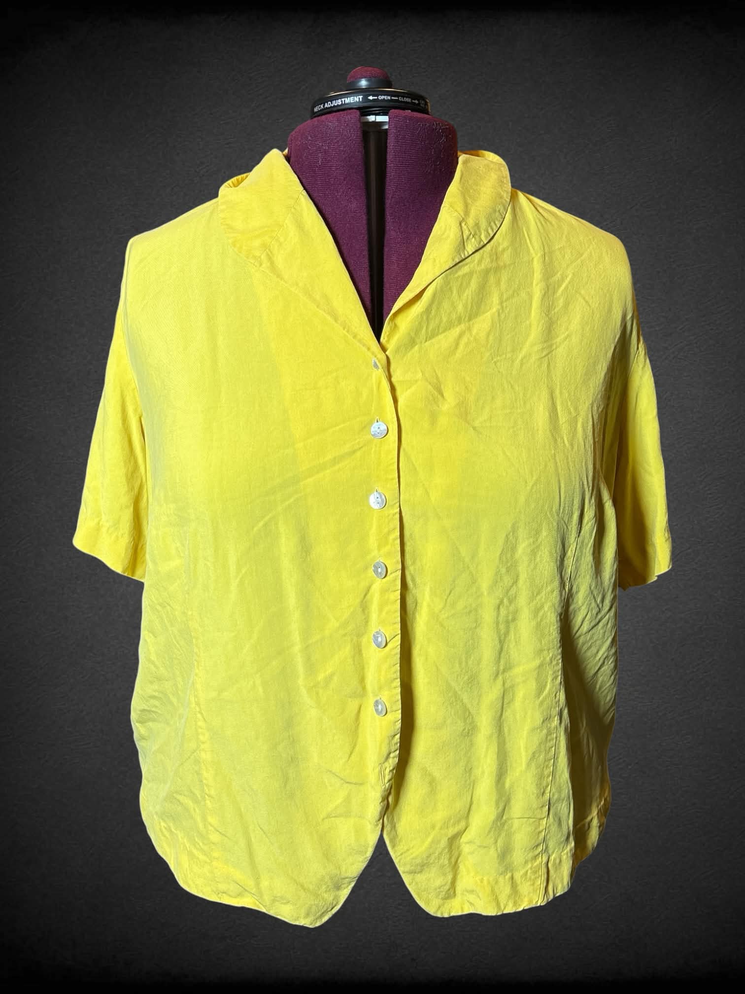 3X Oliver Perry vintage yellow silk button-up shirt
