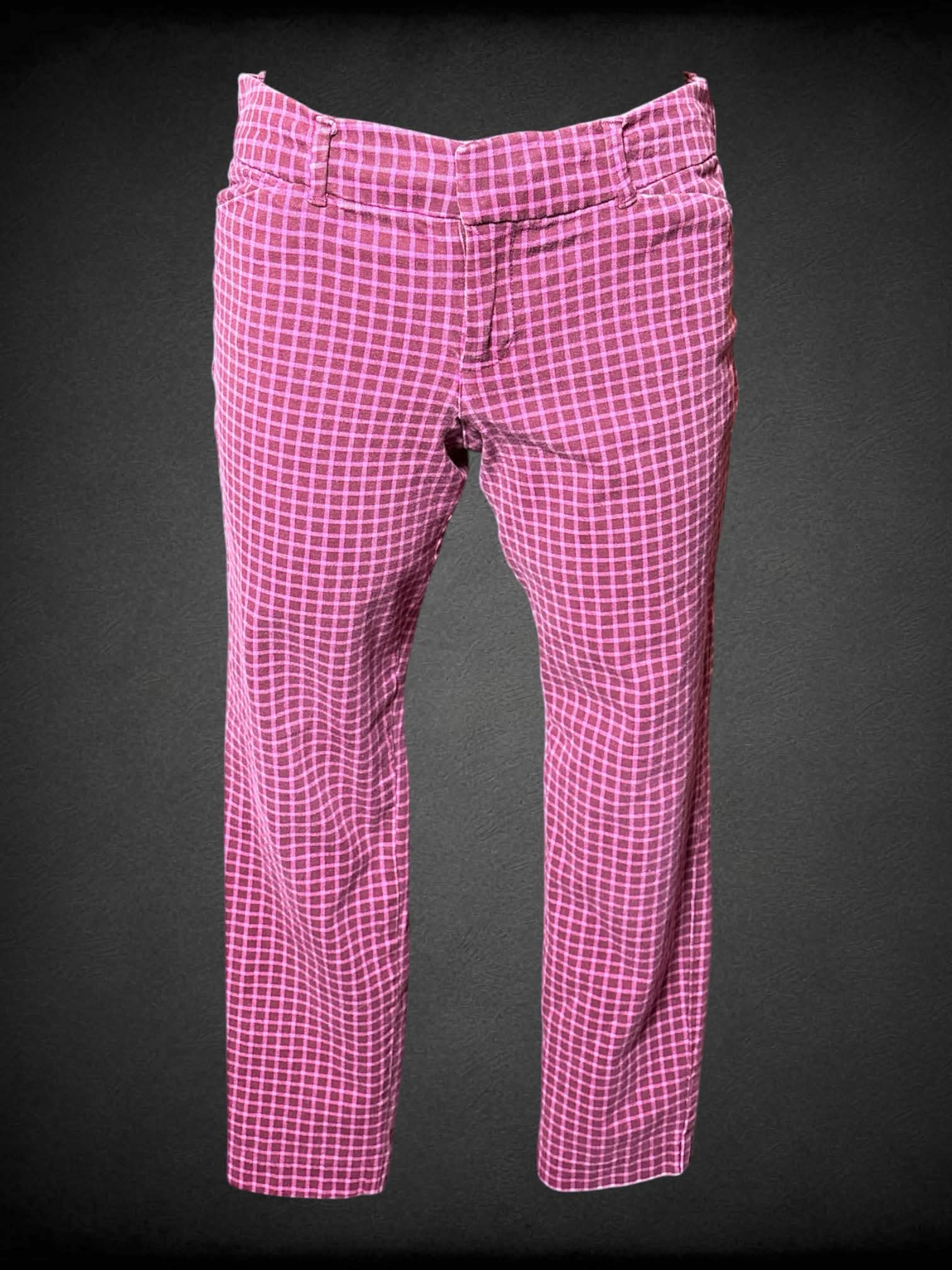 S Old Navy maroon & pink plaid pants with stretch waist