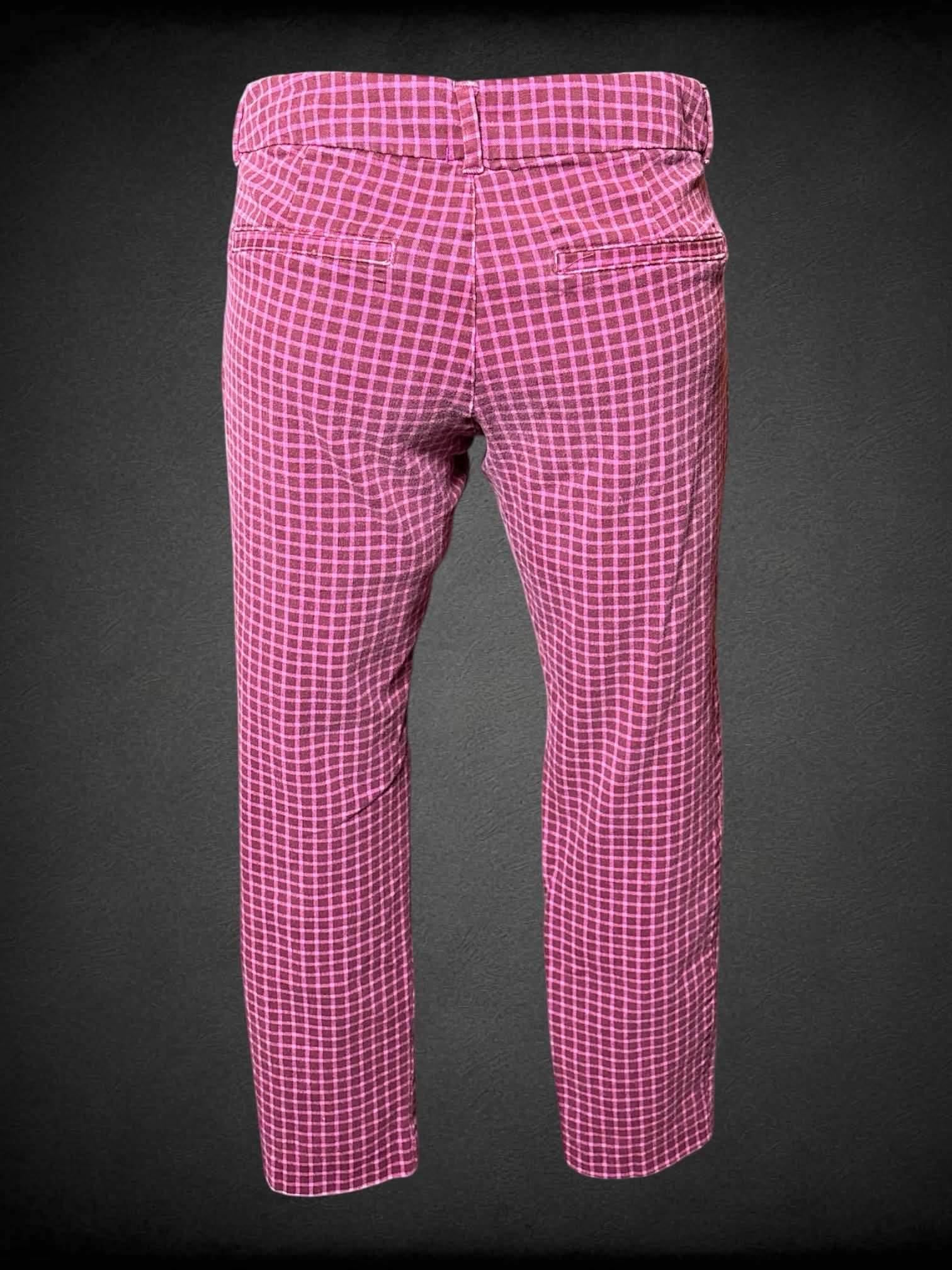 S Old Navy maroon & pink plaid pants with stretch waist