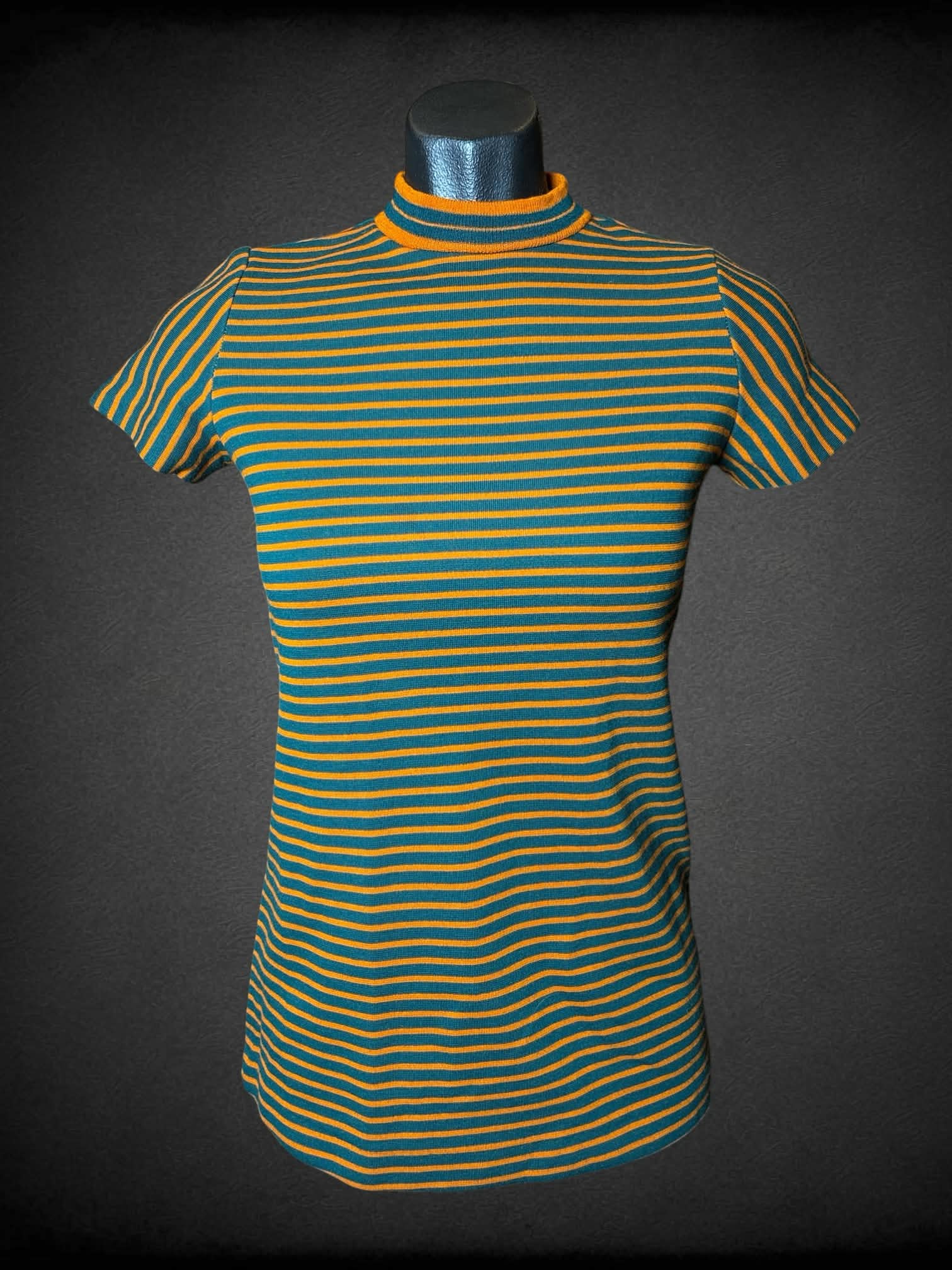 S green & orange turtleneck shirt with zipper on back