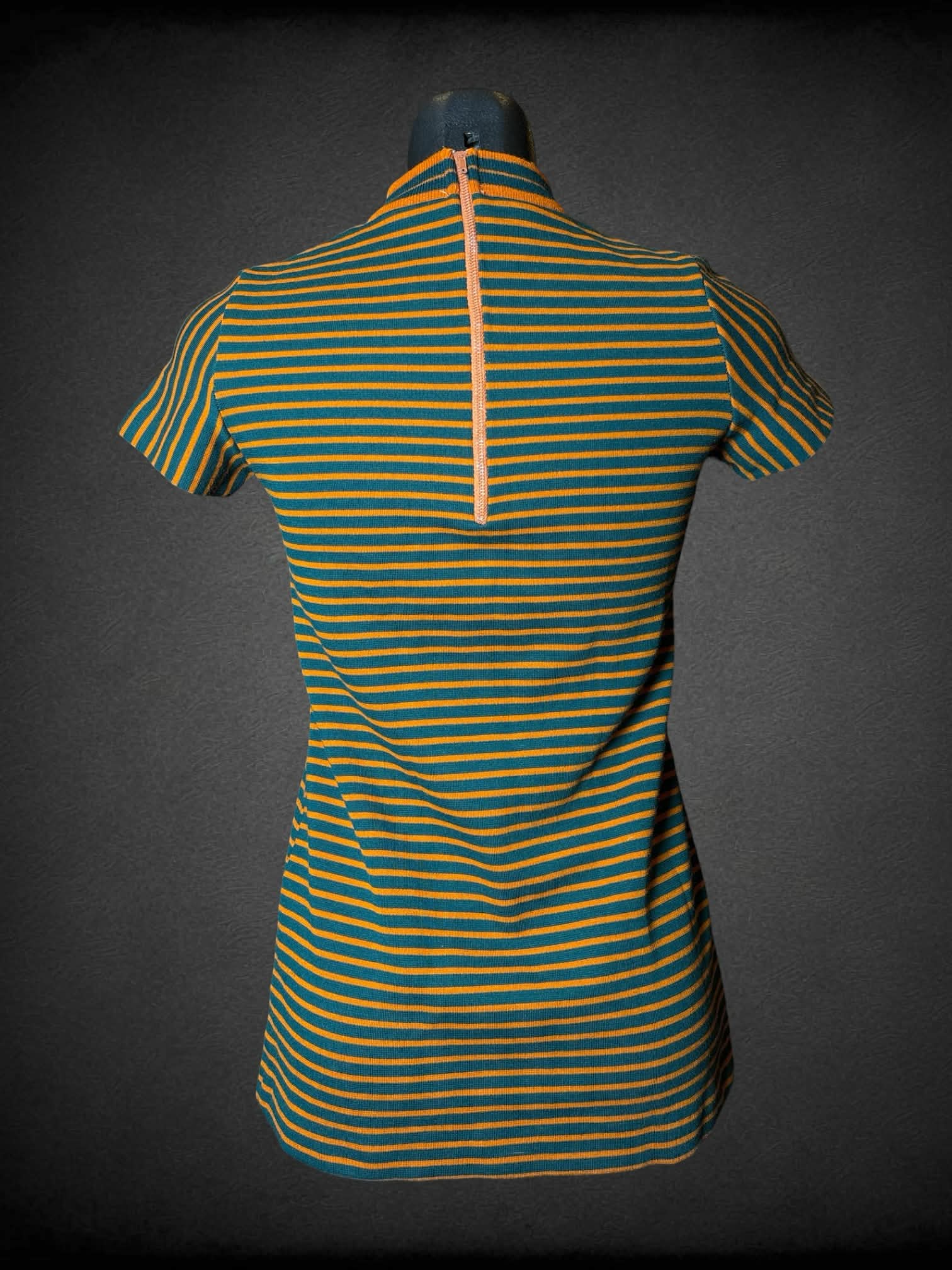 S green & orange turtleneck shirt with zipper on back