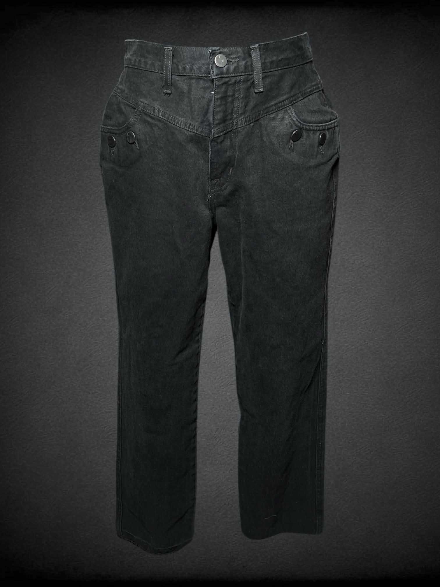 S J Brand black high-waisted jeans with distressed hem