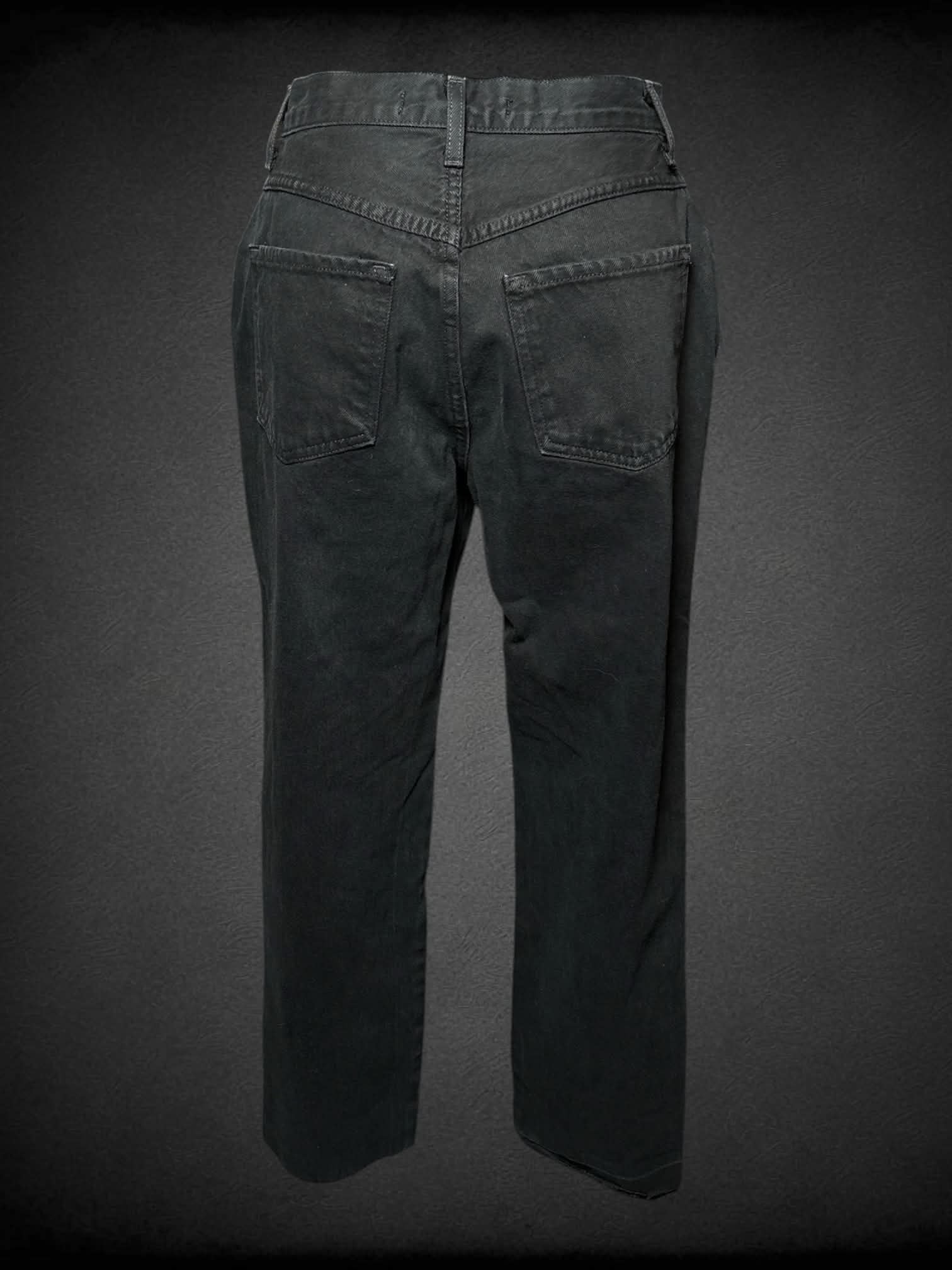 S J Brand black high-waisted jeans with distressed hem