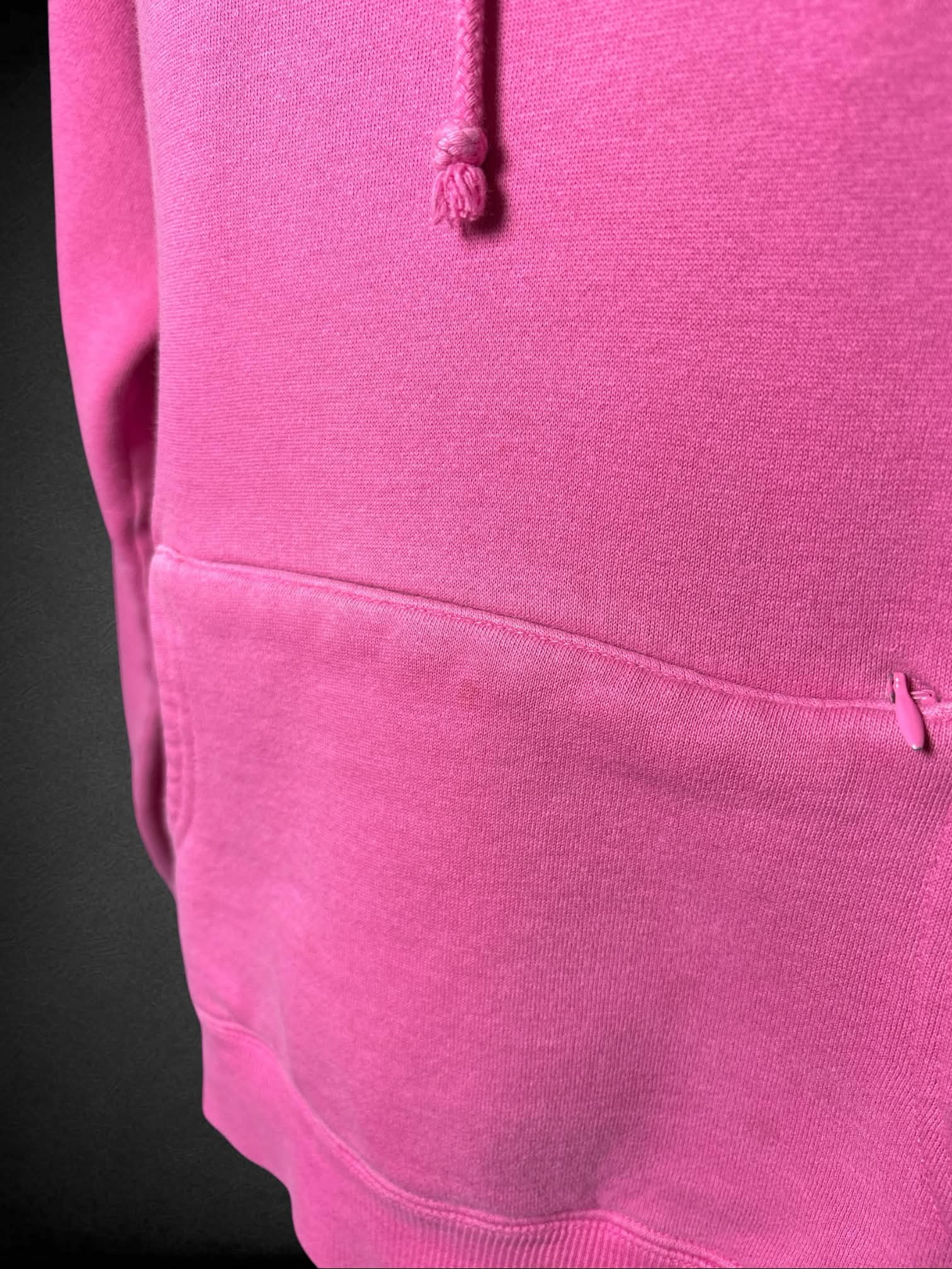 M BillaBong pink hoodie with sparkly logo on front & back, front zipper pocket and thumb holes in sleeves