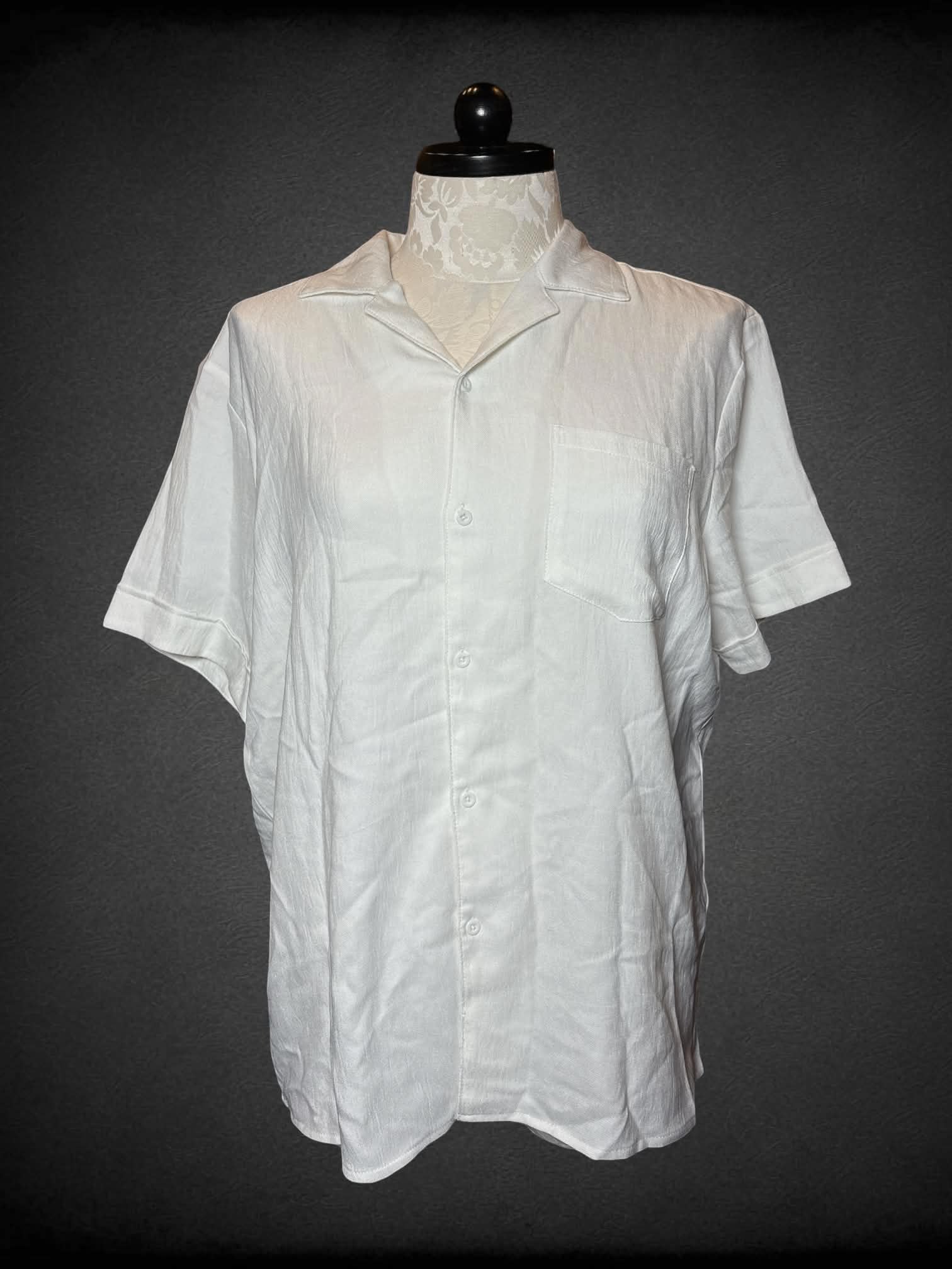 X Coofandy white soft button-up shirt with pocket on front